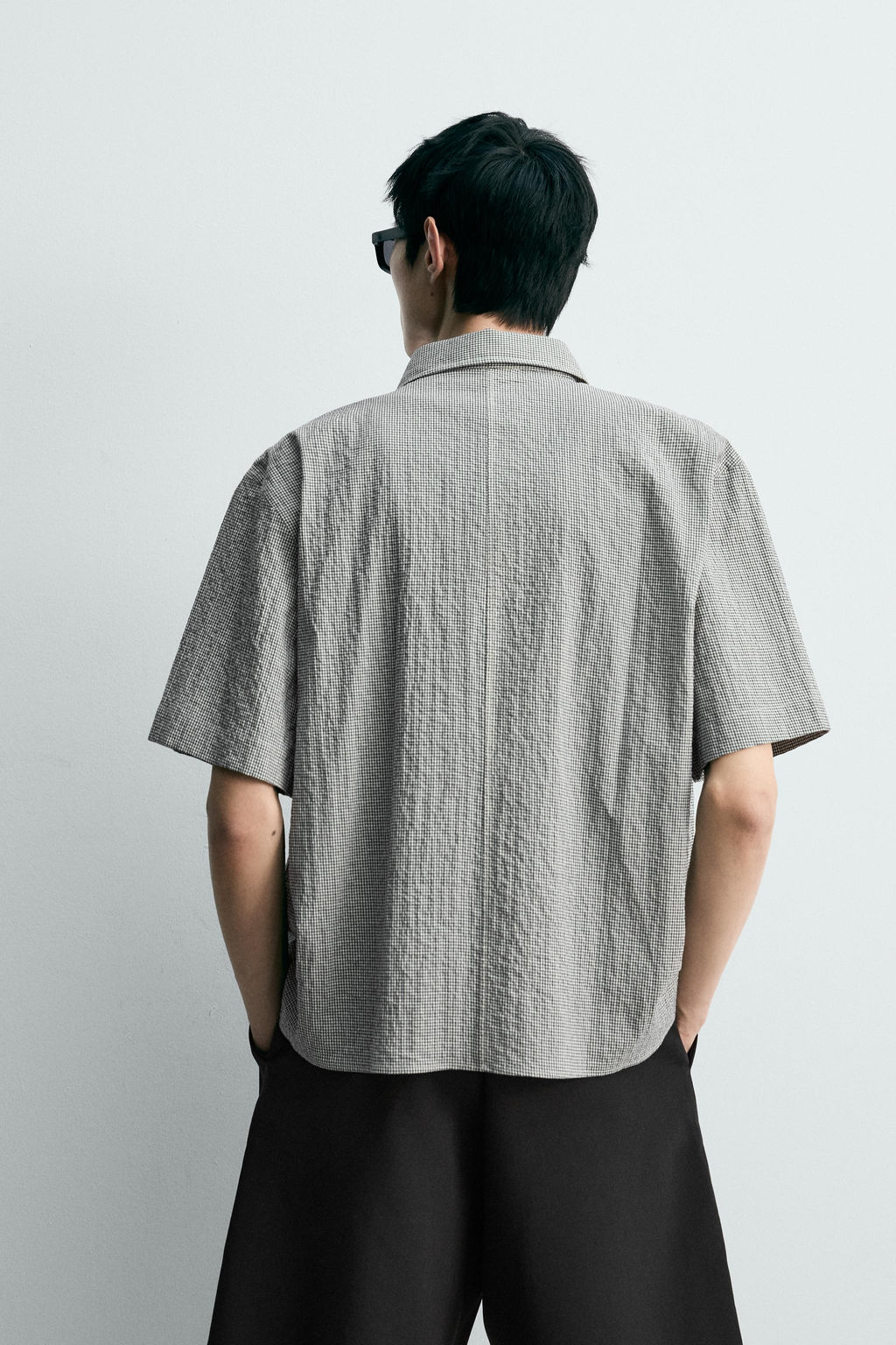 CAMISA REGULAR FIT ESTRUCTURA CUADROS / Blanco / Negro - Zara фото 3