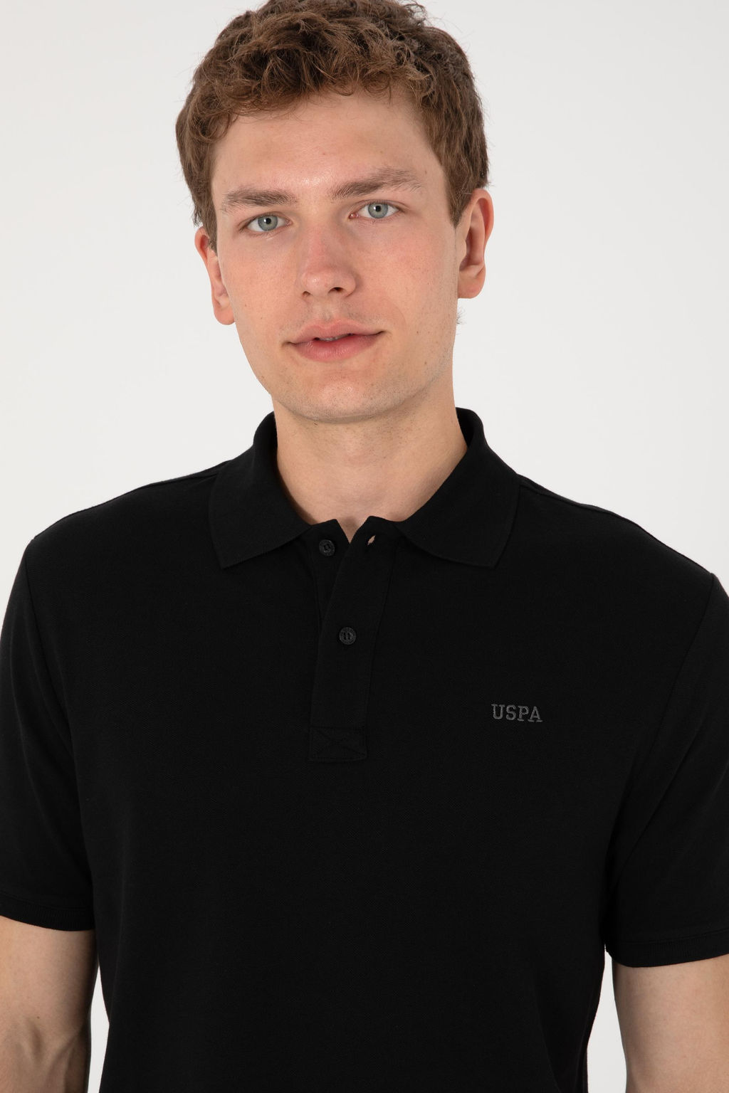 Erkek Regular Fit Polo Yaka Siyah Basic Ti__rt