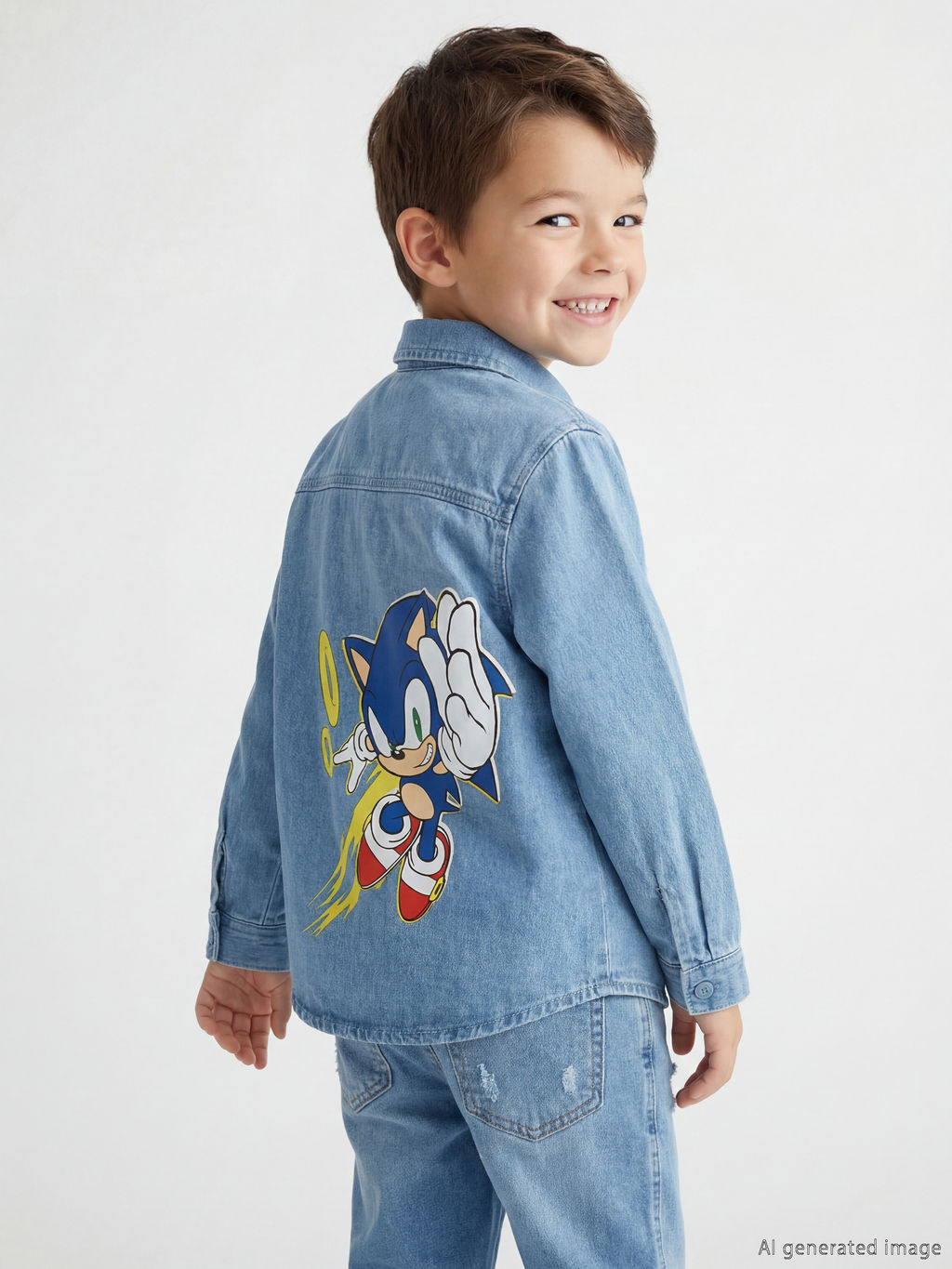 Sonic Nak??l? Erkek ?ocuk Jean G?mlek