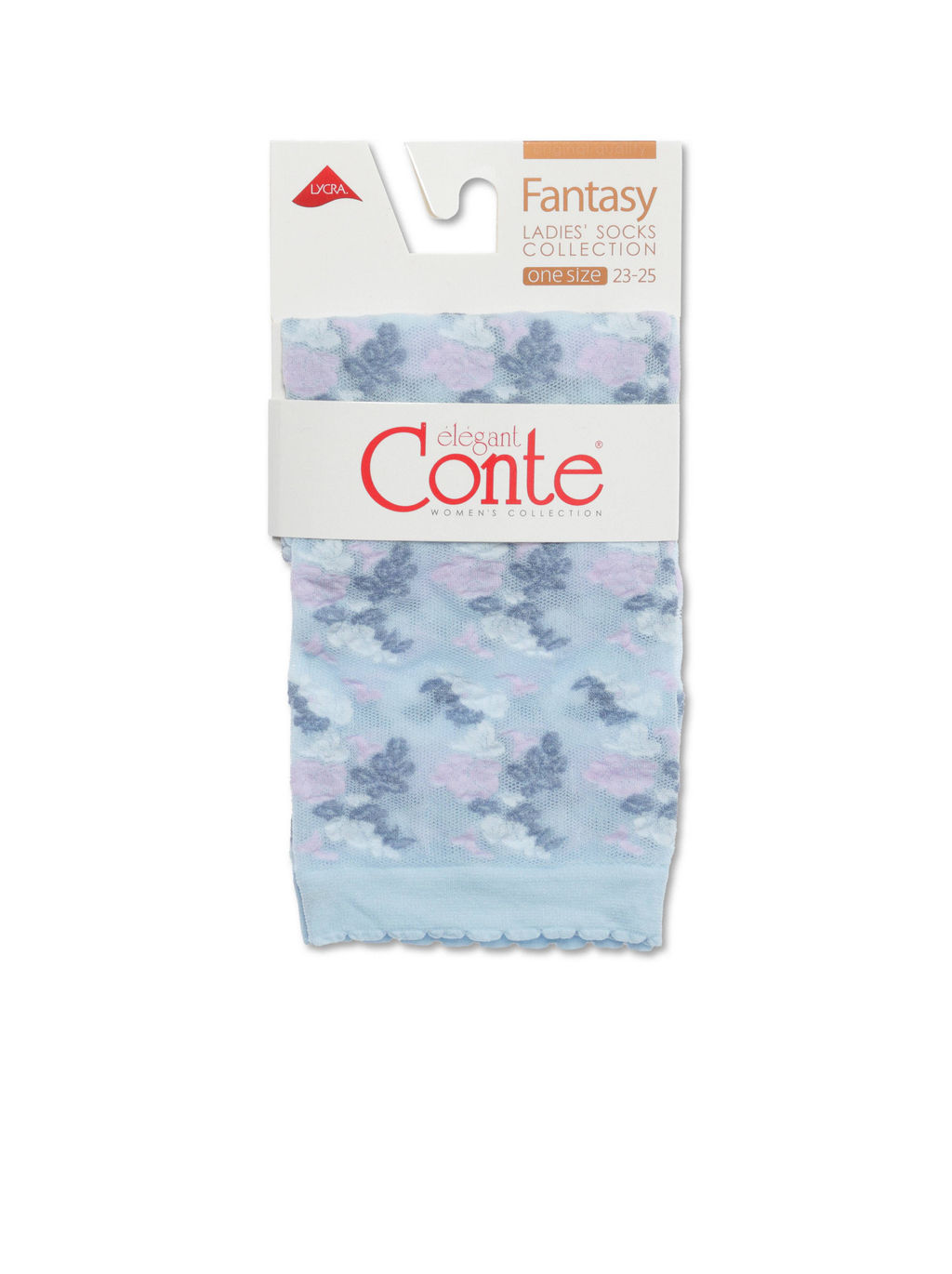 Цена за 2 пары. Носки Классические CONTE Тонкие носки FANTASY с имитацией цветочной вышивки blue-light blue - Conte elegant фото 3