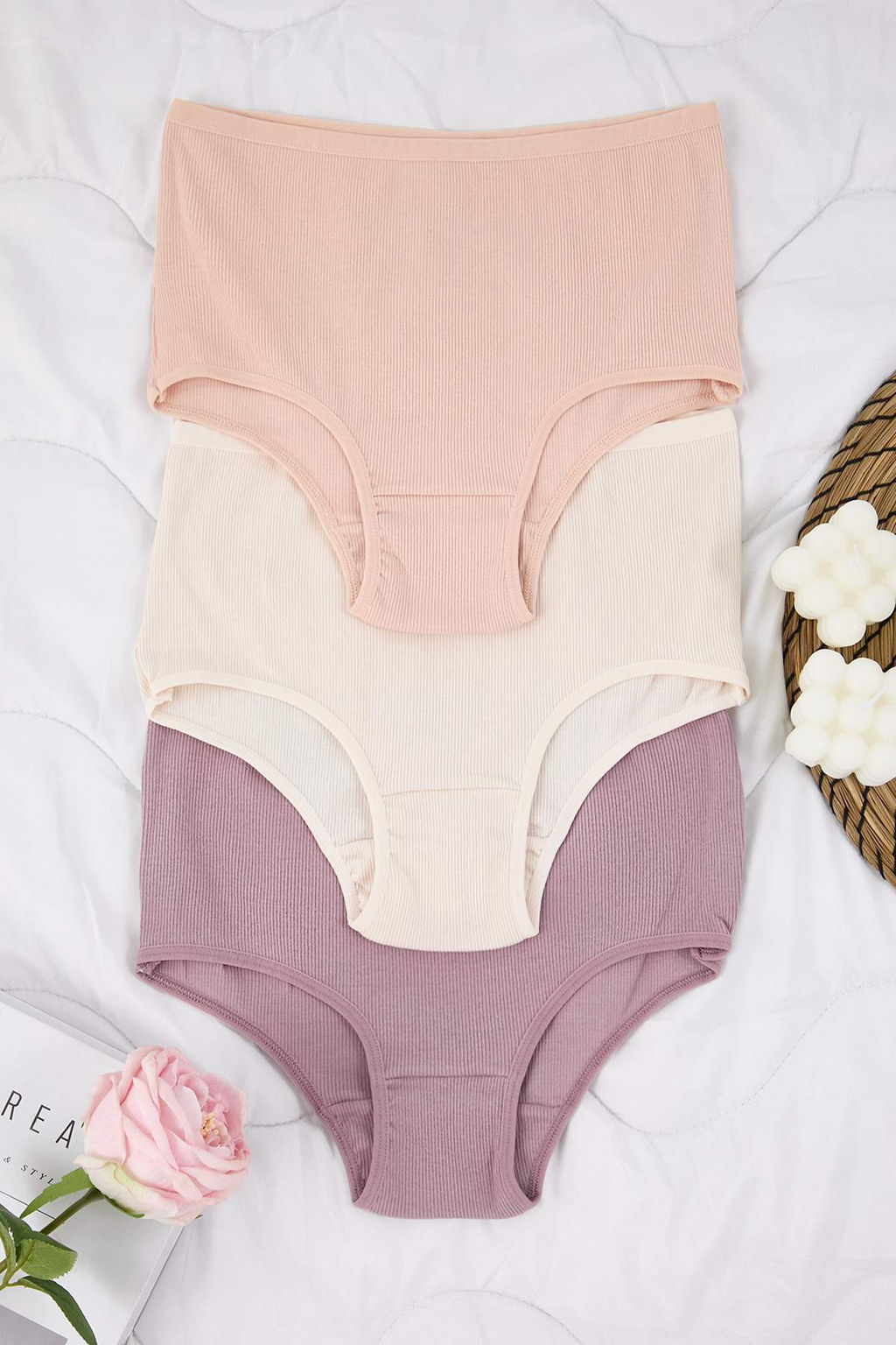 Pembe-Cok Renkli 3lu Fitilli Brief Orme Kulot THMAW26KU00030