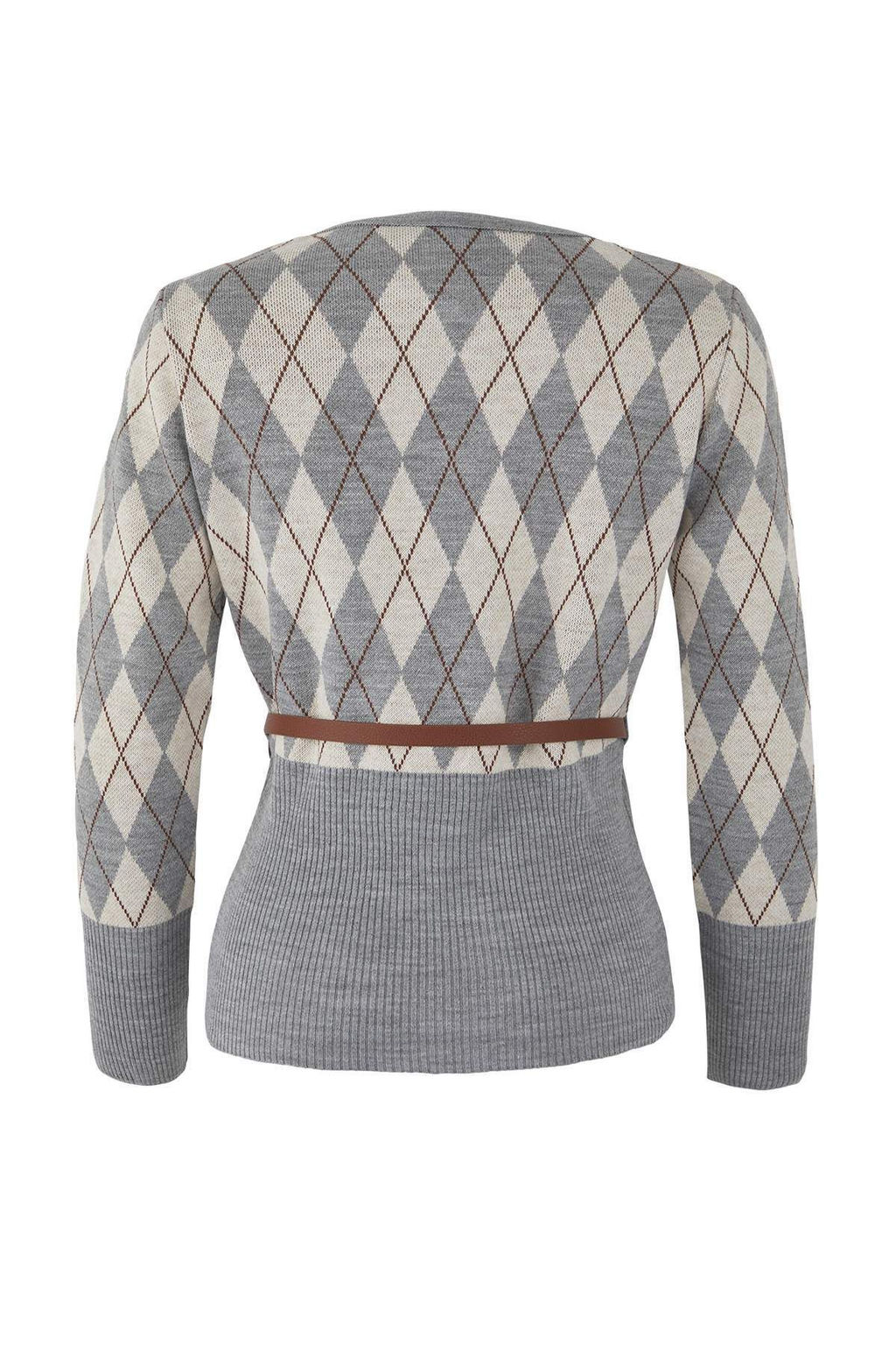 Gri Baklava Desenli Kemerli Triko H?rka TWOAW26HI00150 - Trendyolmilla фото 10