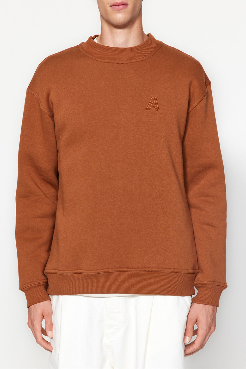TRENDYOL MAN Antrasit Oversize/Genis Kesim Yar?m Bal?kc? Yaka Harf Nak?sl? Sweatshirt Ici Polarl? TMNAW24SW00046 - Trendyolmilla фото 10