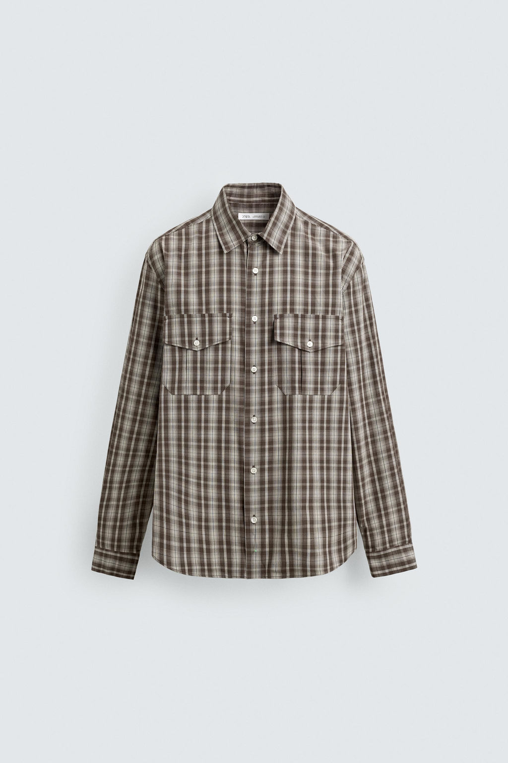 CAMISA CROPPED FIT CUADROS / Marr?n / Crudo - Zara фото 7