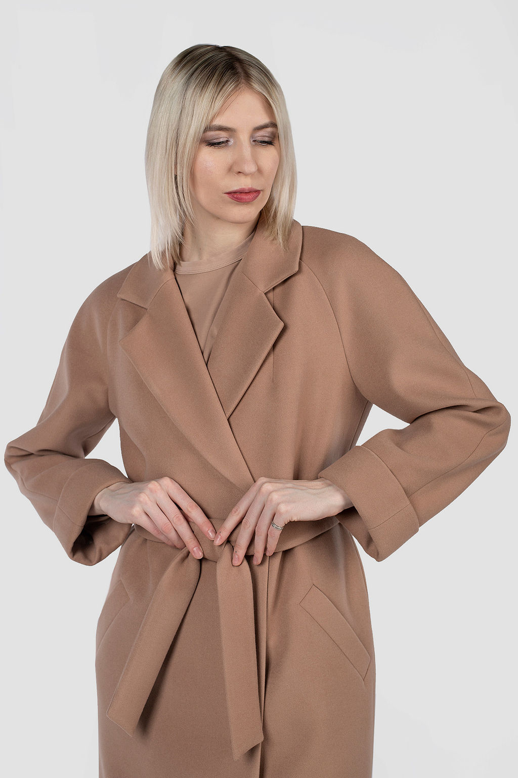 Пальто женское демисезонное (пояс) - El podio фото 5