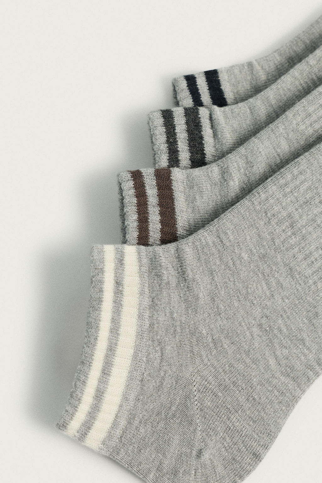 CALCETINES CORTOS BANDAS PACK 4 / Gris - Zara фото 2