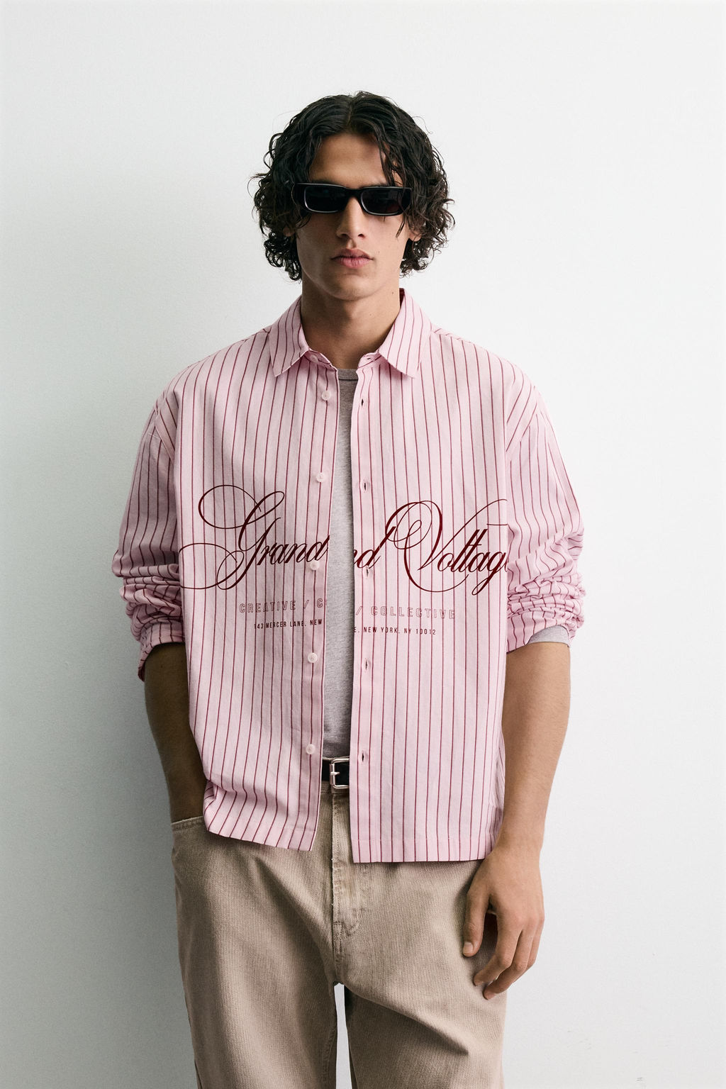 CAMISA RELAXED FIT CUADROS TEXTO / Rosa - Zara фото 2