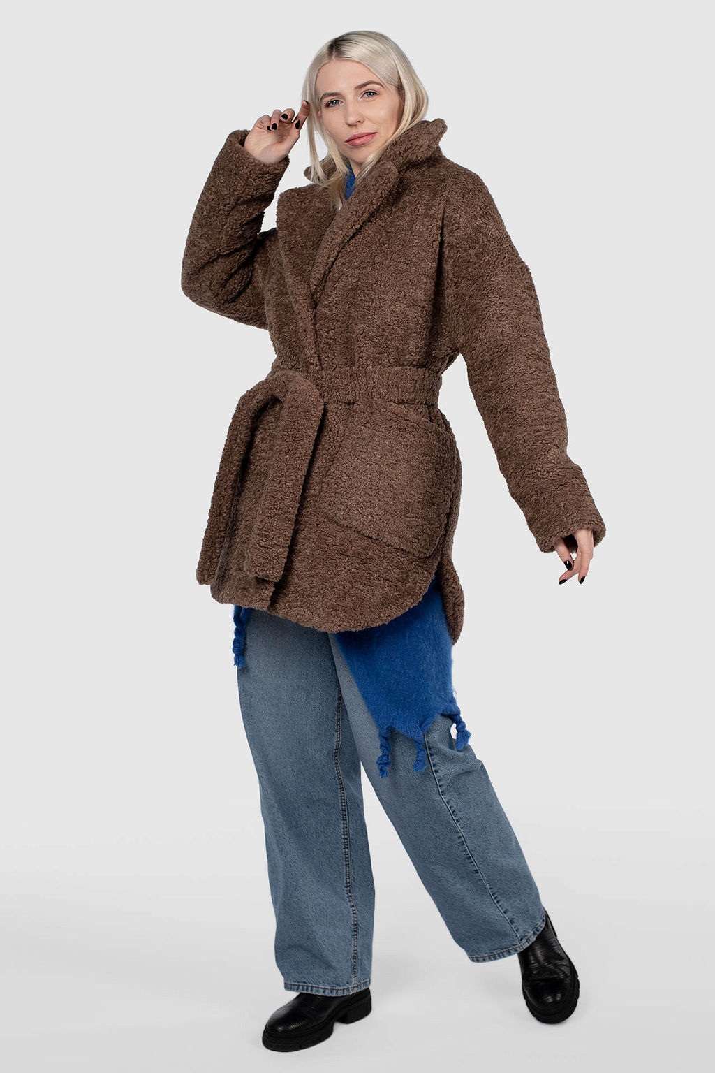 02-3195 Пальто женское утепленное (пояс) - El podio фото 2