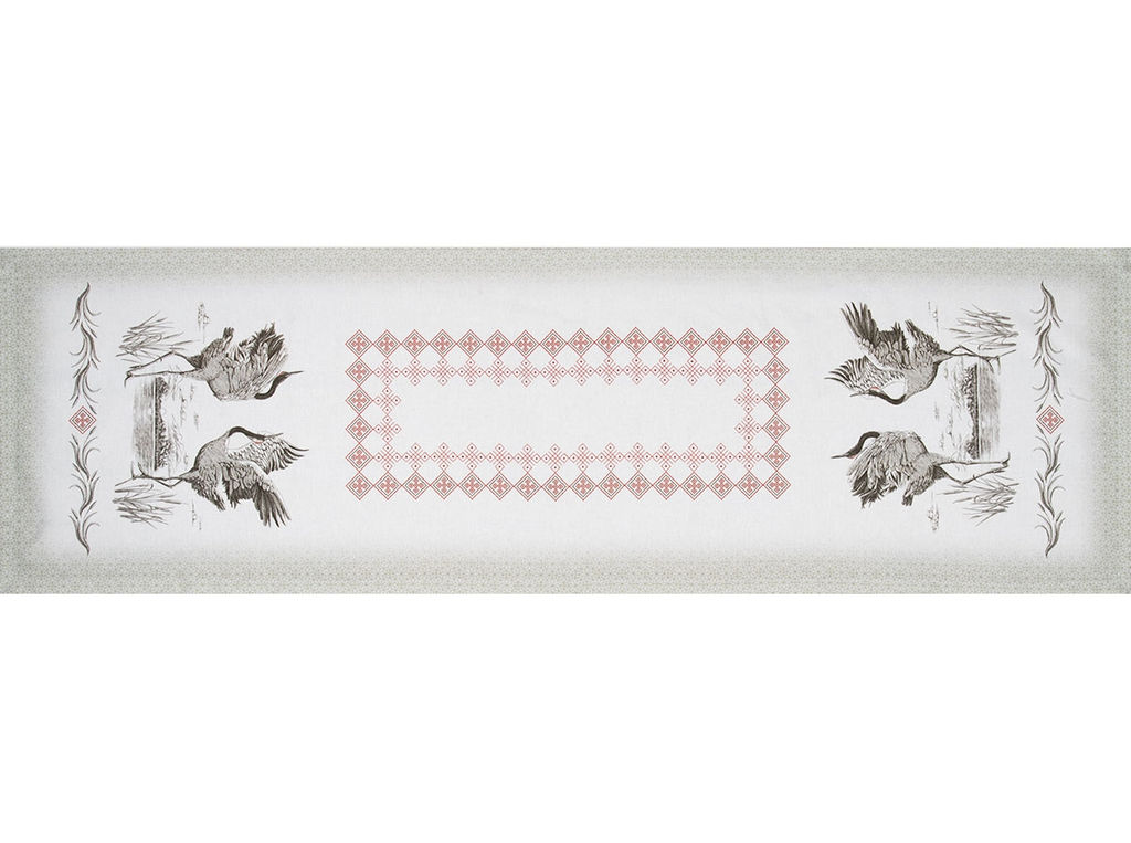 Комплект столовый 4919-БЧ 144*45 + 6 салф. 40*40 D1902 "Танец серых журавлей"