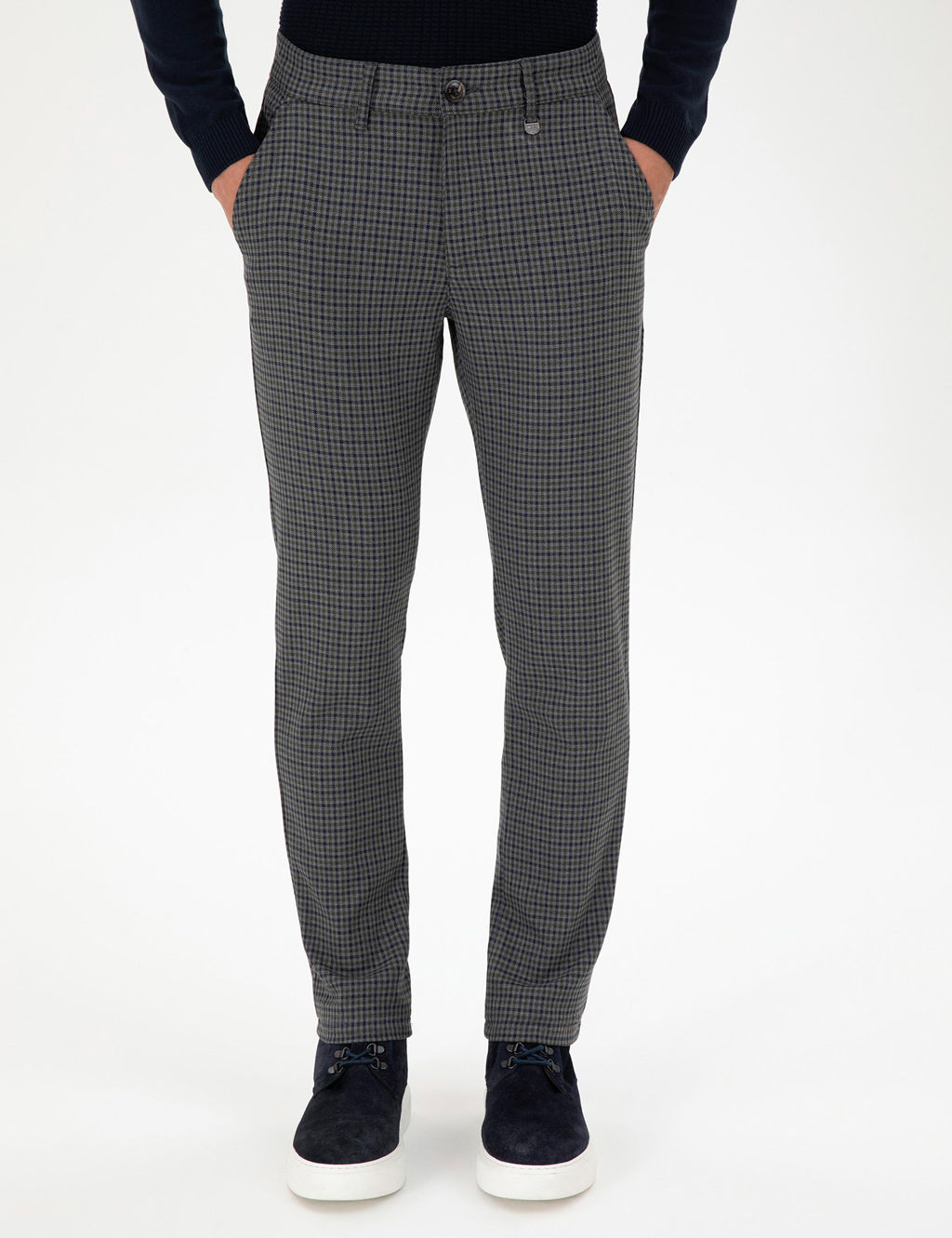 Erkek Slim Fit Ye_il Kanvas Pantolon