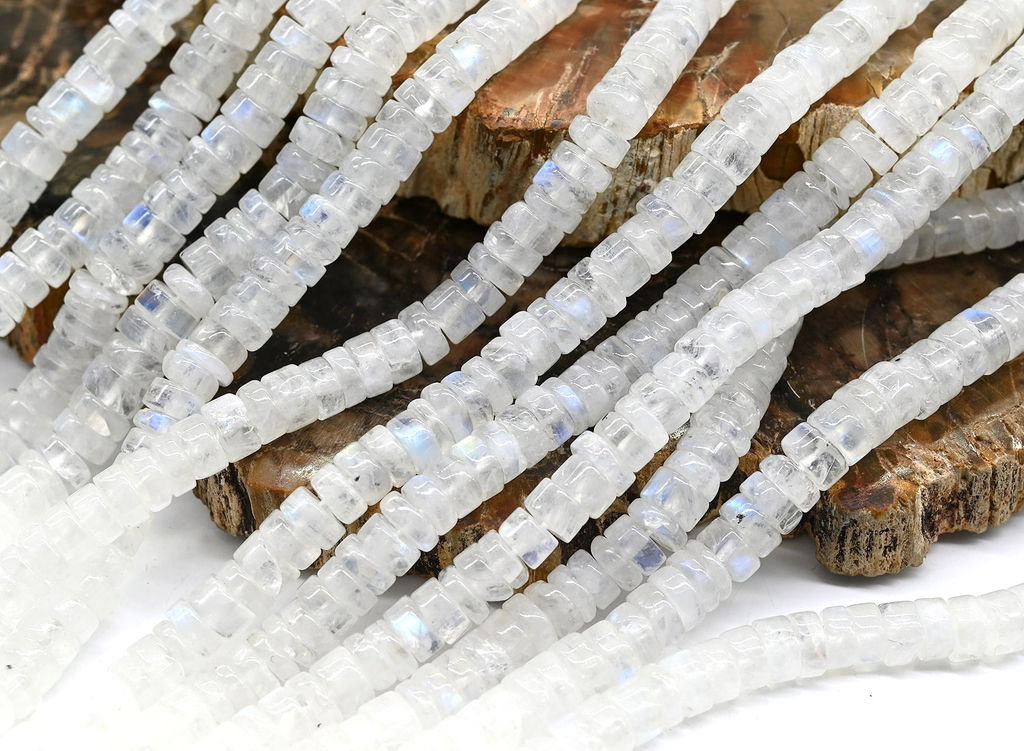 Бусины из натурального лунного камня (адуляр) диски 5,5*3мм, 32см, 130 бусин Радуга камня