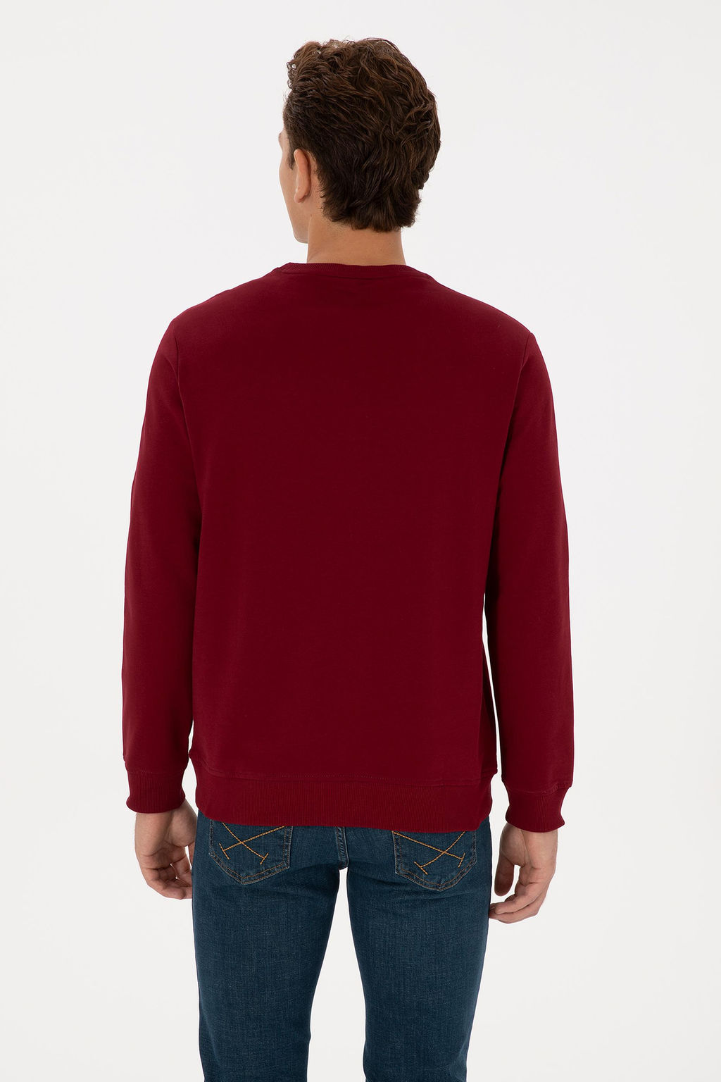 Erkek Bordo Basic Sweatshirt