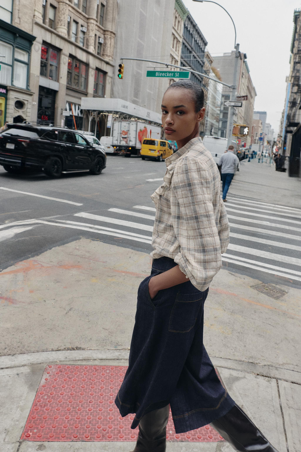 CHECK SHIRT WITH RUFFLES