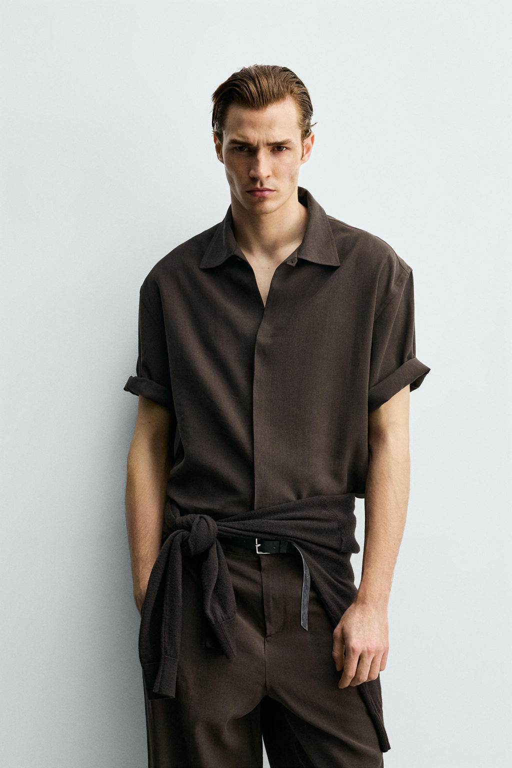 CAMISA FLUIDA RELAXED FIT / Marr?n - Zara фото 2