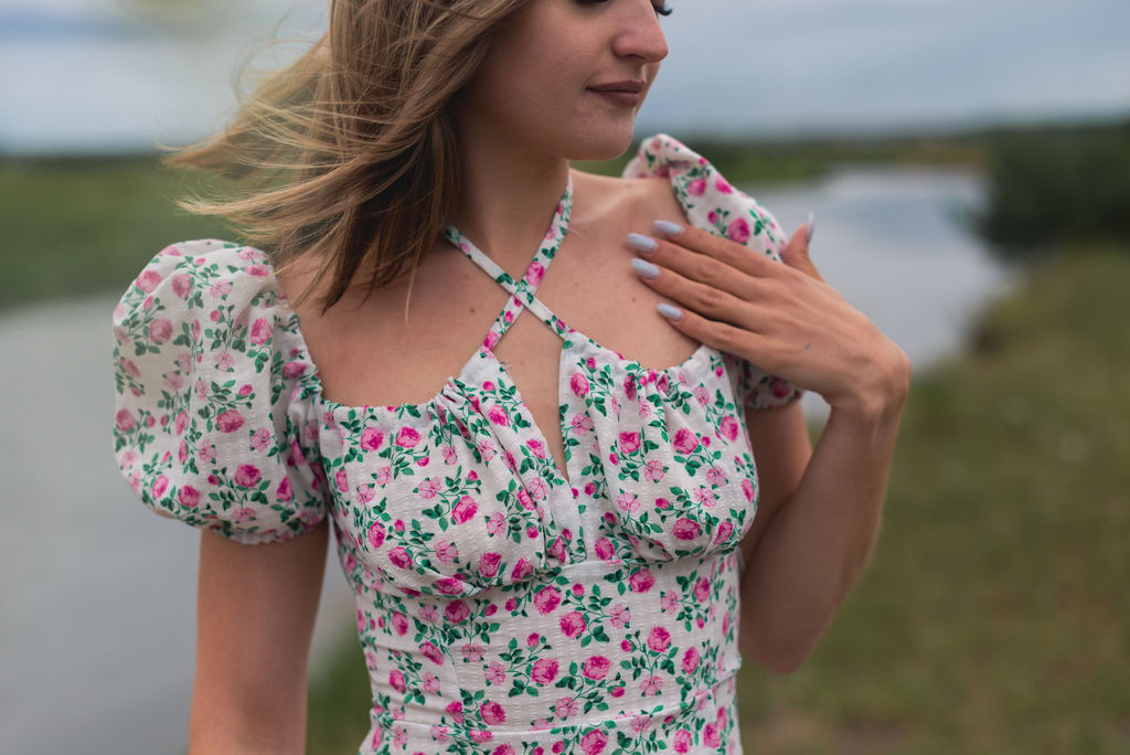 Платье Бонита (белый в розовый цеток) - Nadi bordo фото 6