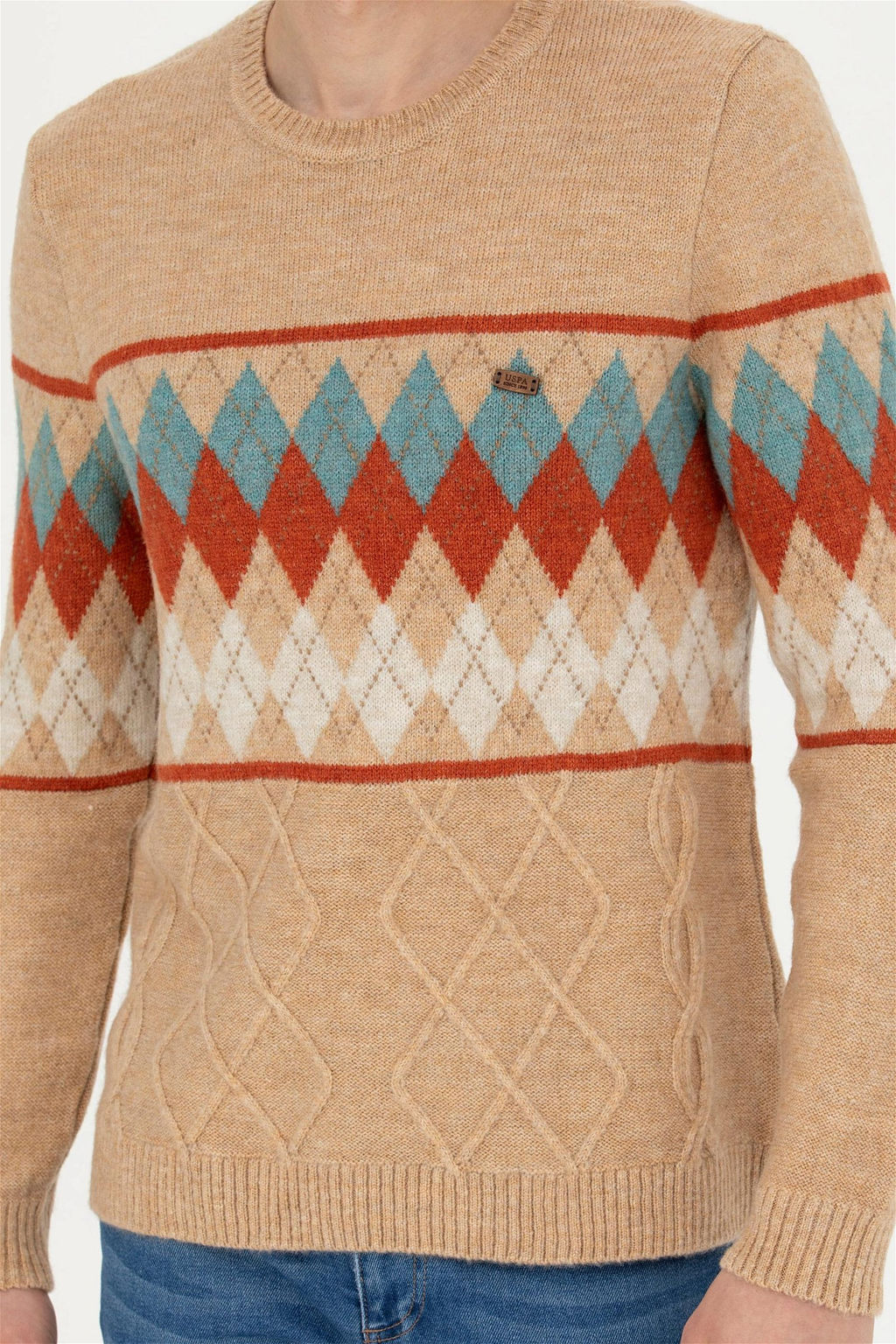 Мужской свитер песочного меланжа - U.s. polo assn фото 13