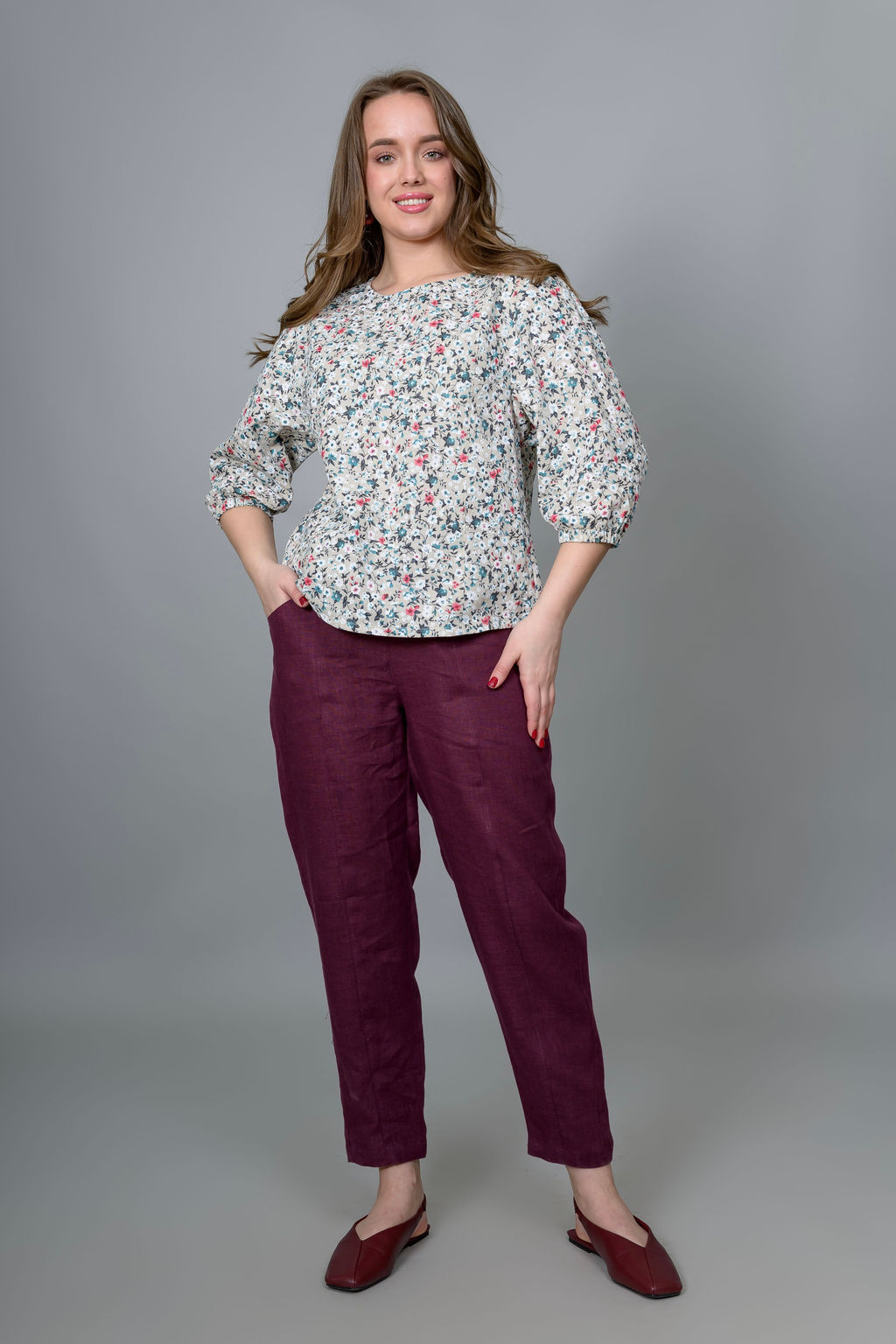 Блуза лен 70%, хлопок 30%