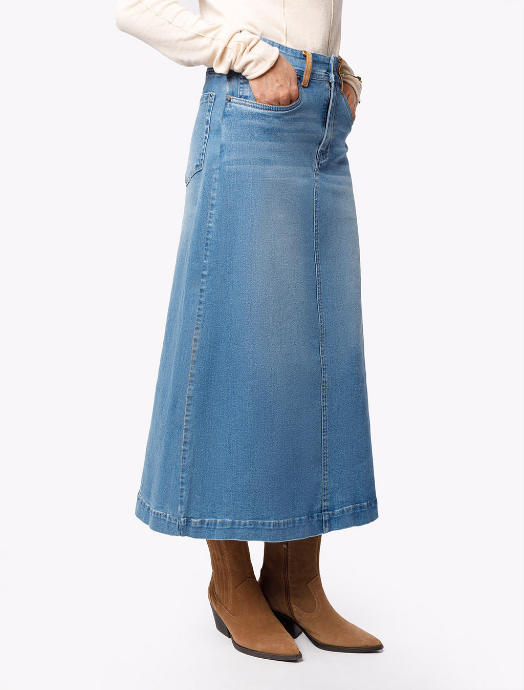 Юбка джинсовая Vilatte А-силуэта синяя