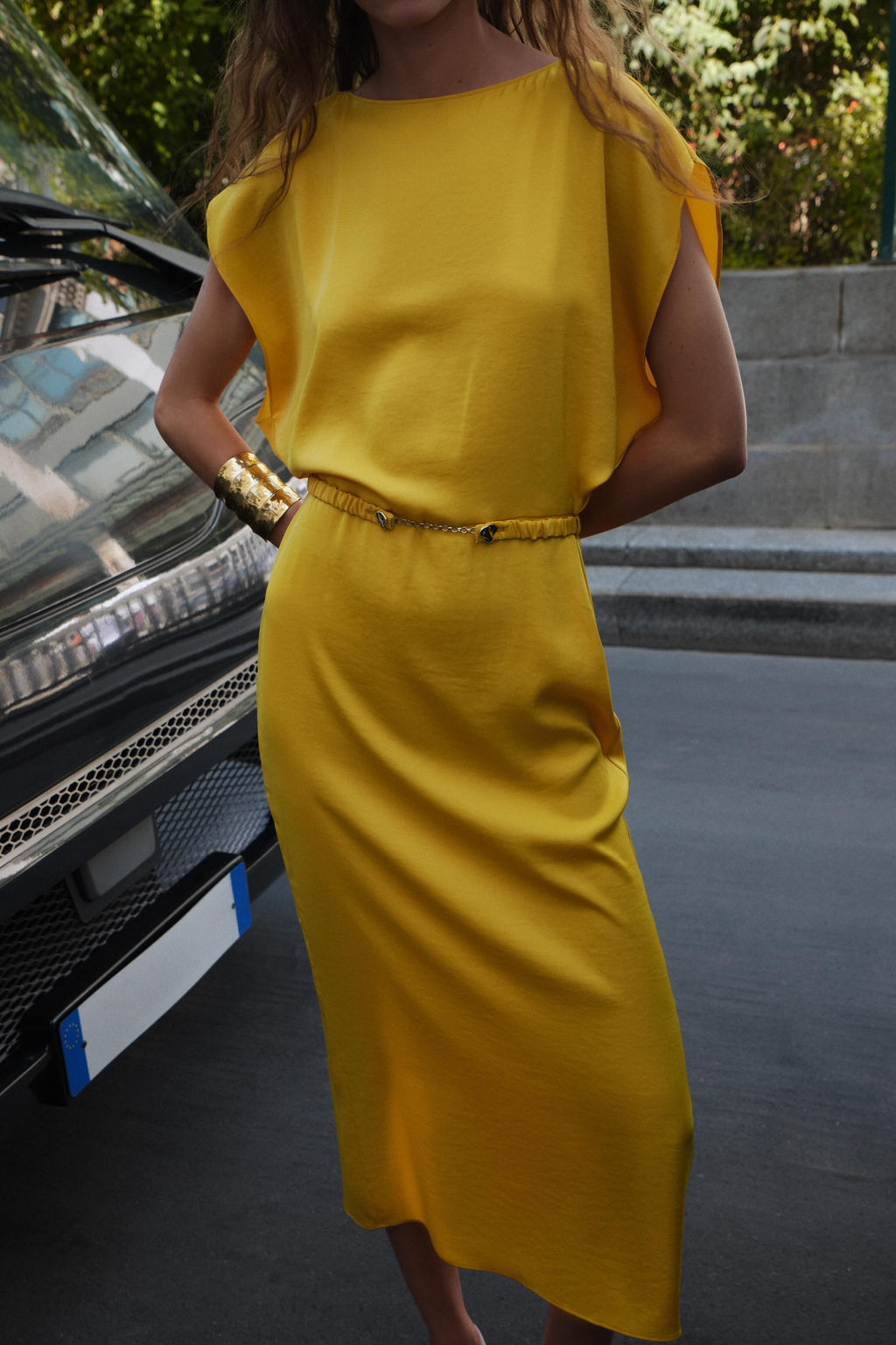 BELTED SATIN MIDI DRESS - Zara фото 10