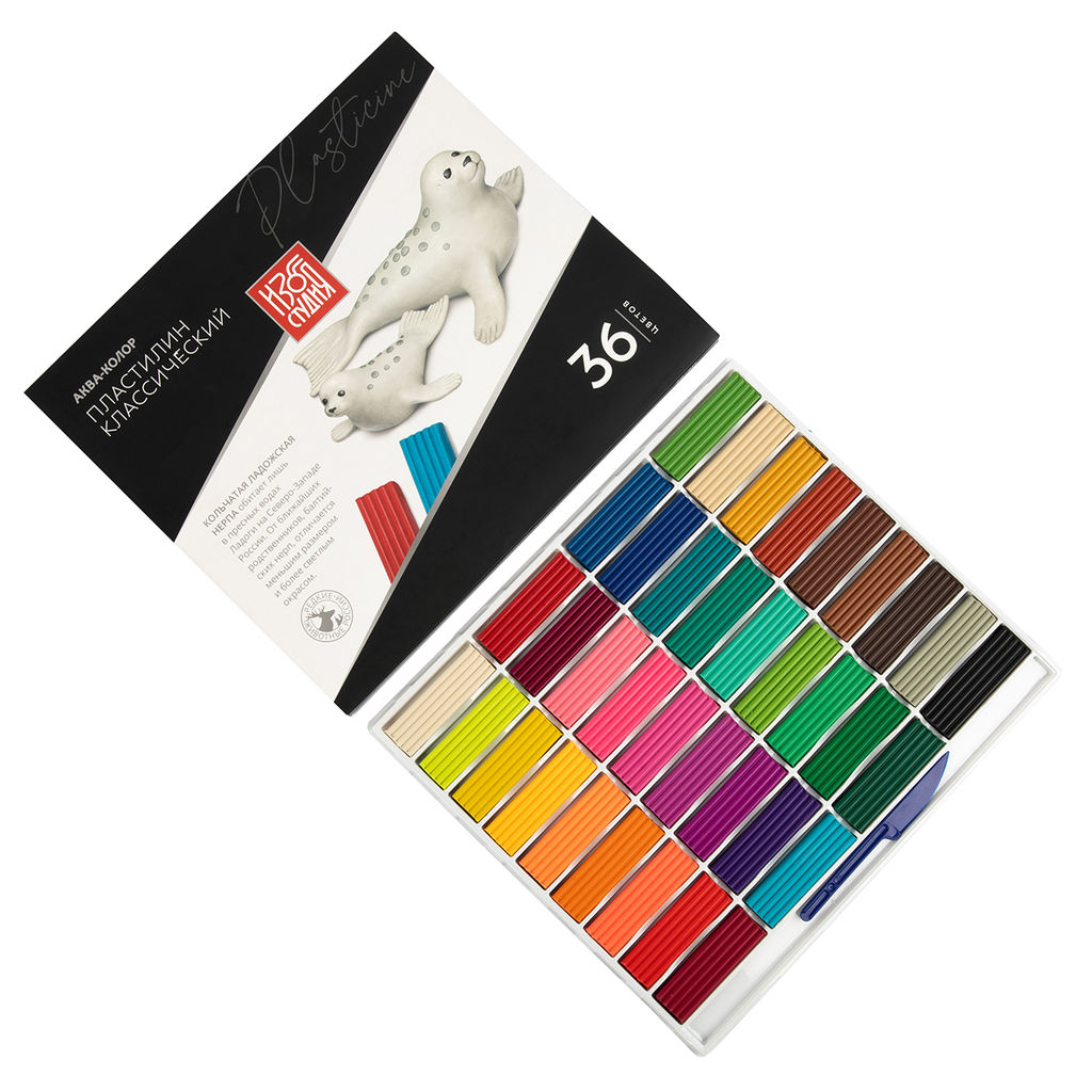 Аква-колор Изостудия Пластилин классический IZO-MC36 720 г ( в картонной упаковке ) 36 цв  фото 4