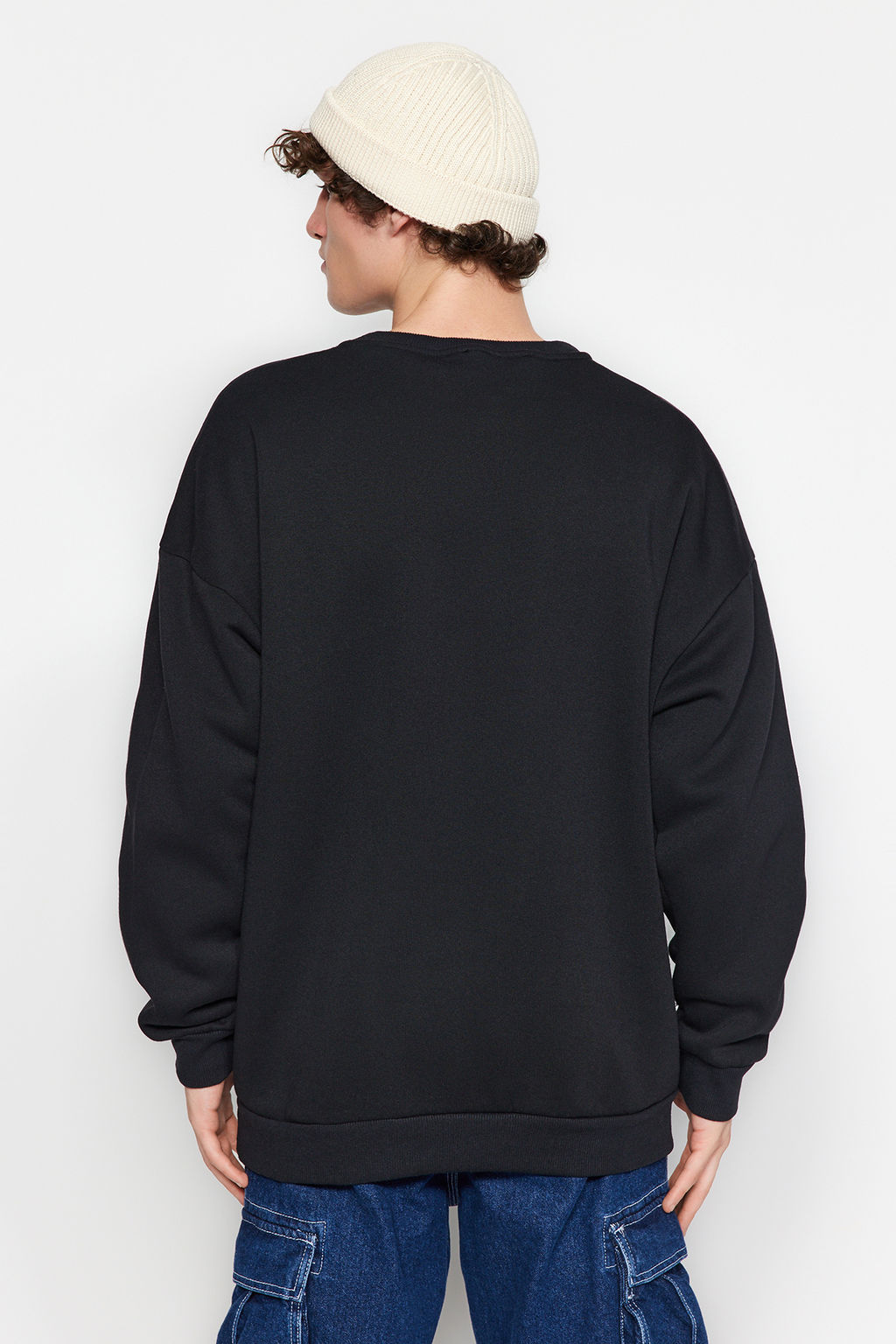 TRENDYOL MAN Siyah Oversize/Genis Kesim Uzun Kol Etnik Aplikeli Sweatshirt TMNAW24SW00170 - Trendyolmilla фото 5