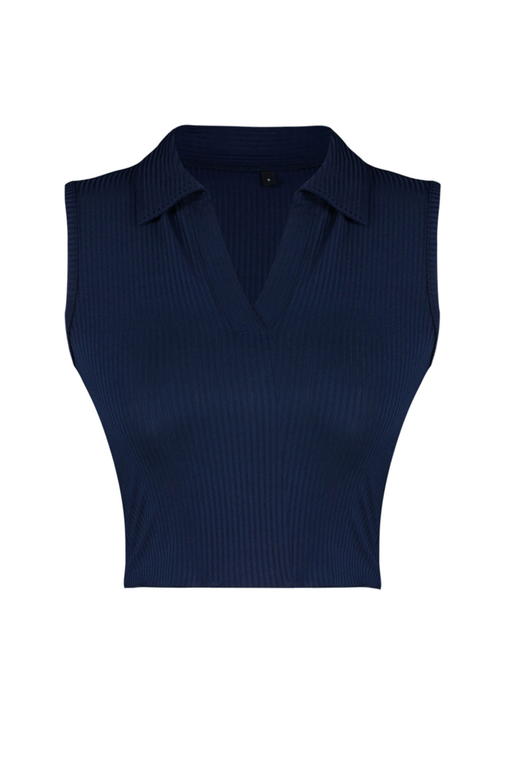 Trendyolmilla Siyah Fitted/Vucuda Oturan Polo Yaka Crop Esnek Orme Bluz TWOSS22BZ0335  фото 11