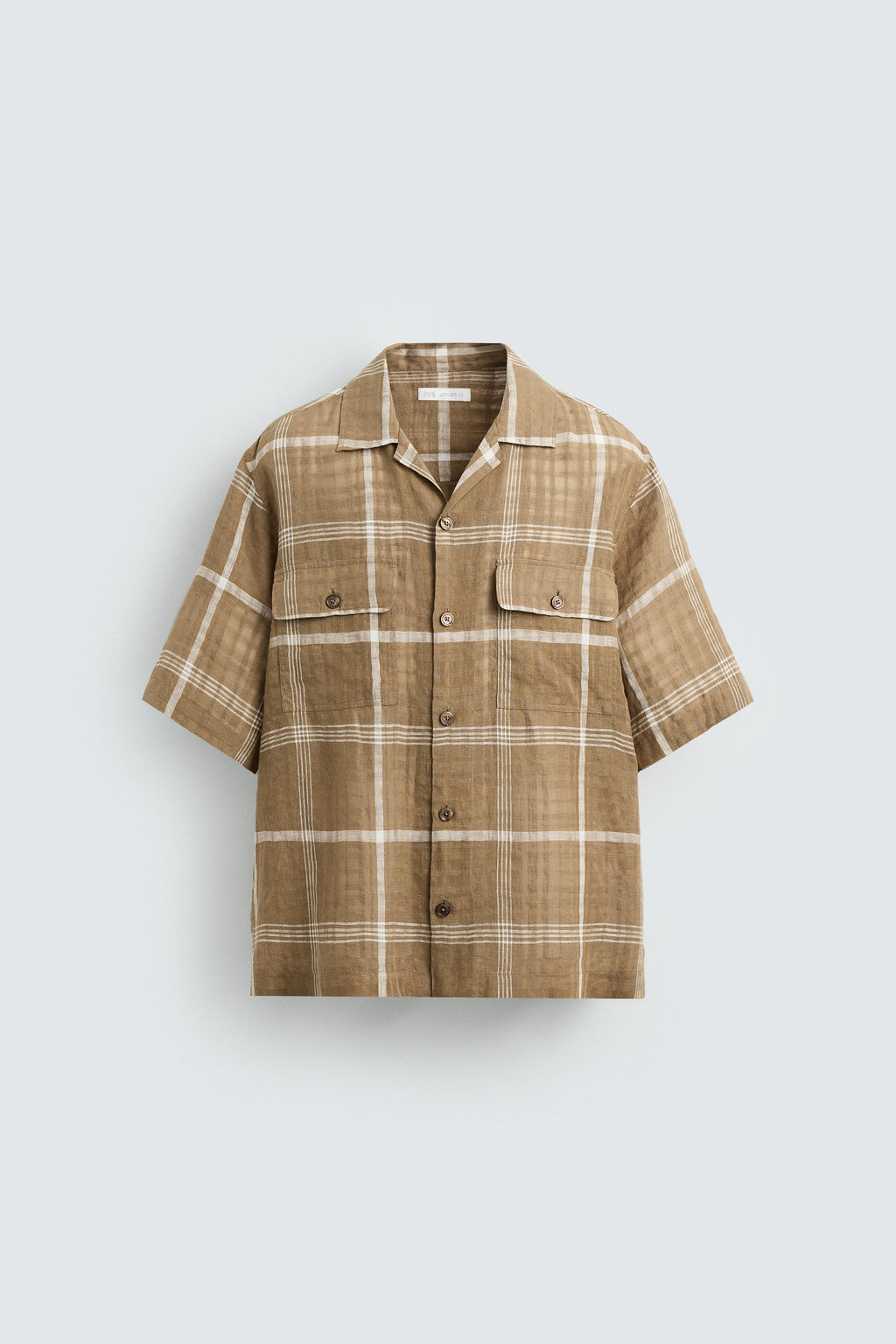 CHECKED LINEN/COTTON SHIRT - Zara фото 15