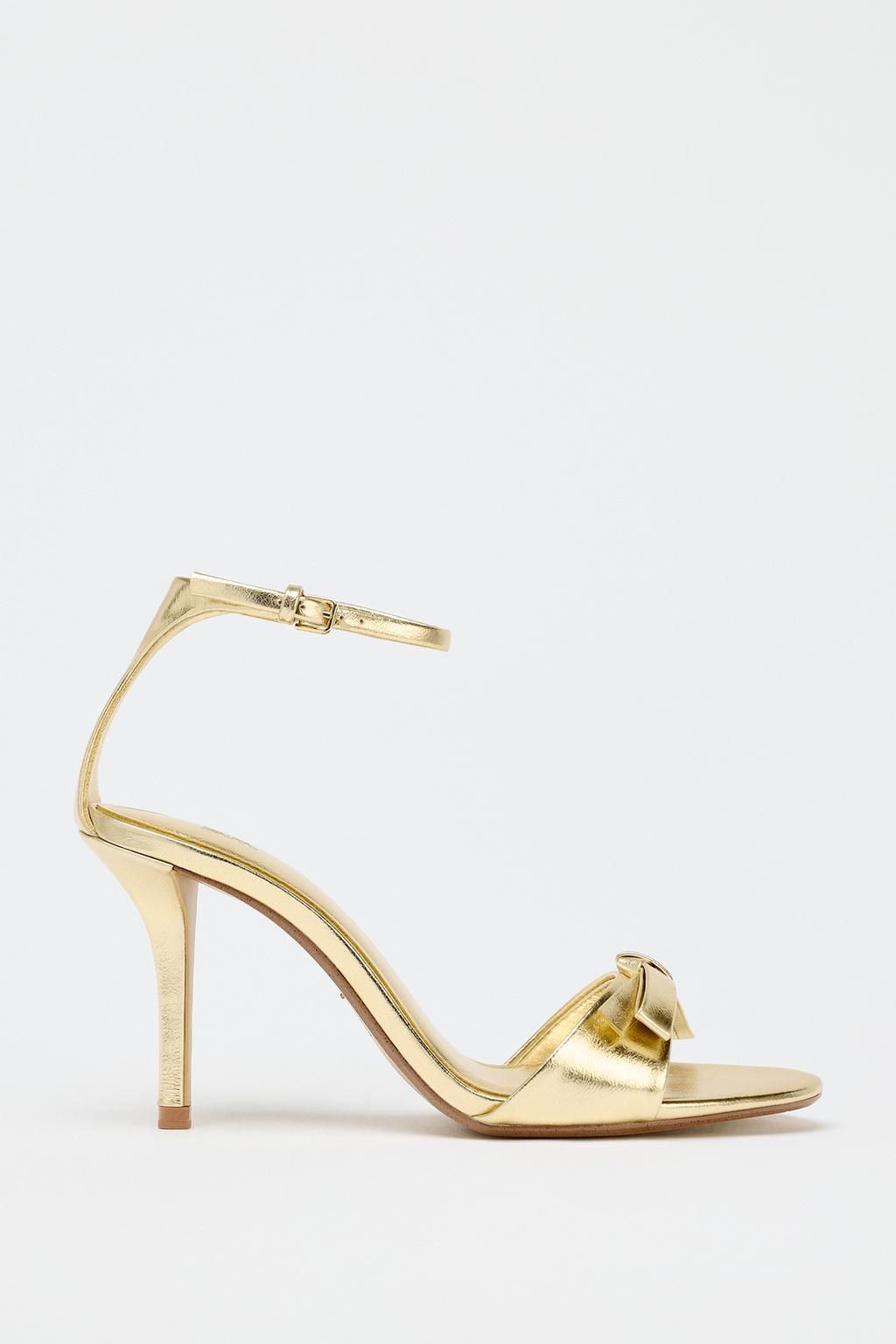 METALLIC-EFFECT BOW HIGH-HEEL SANDALS - Zara фото 2