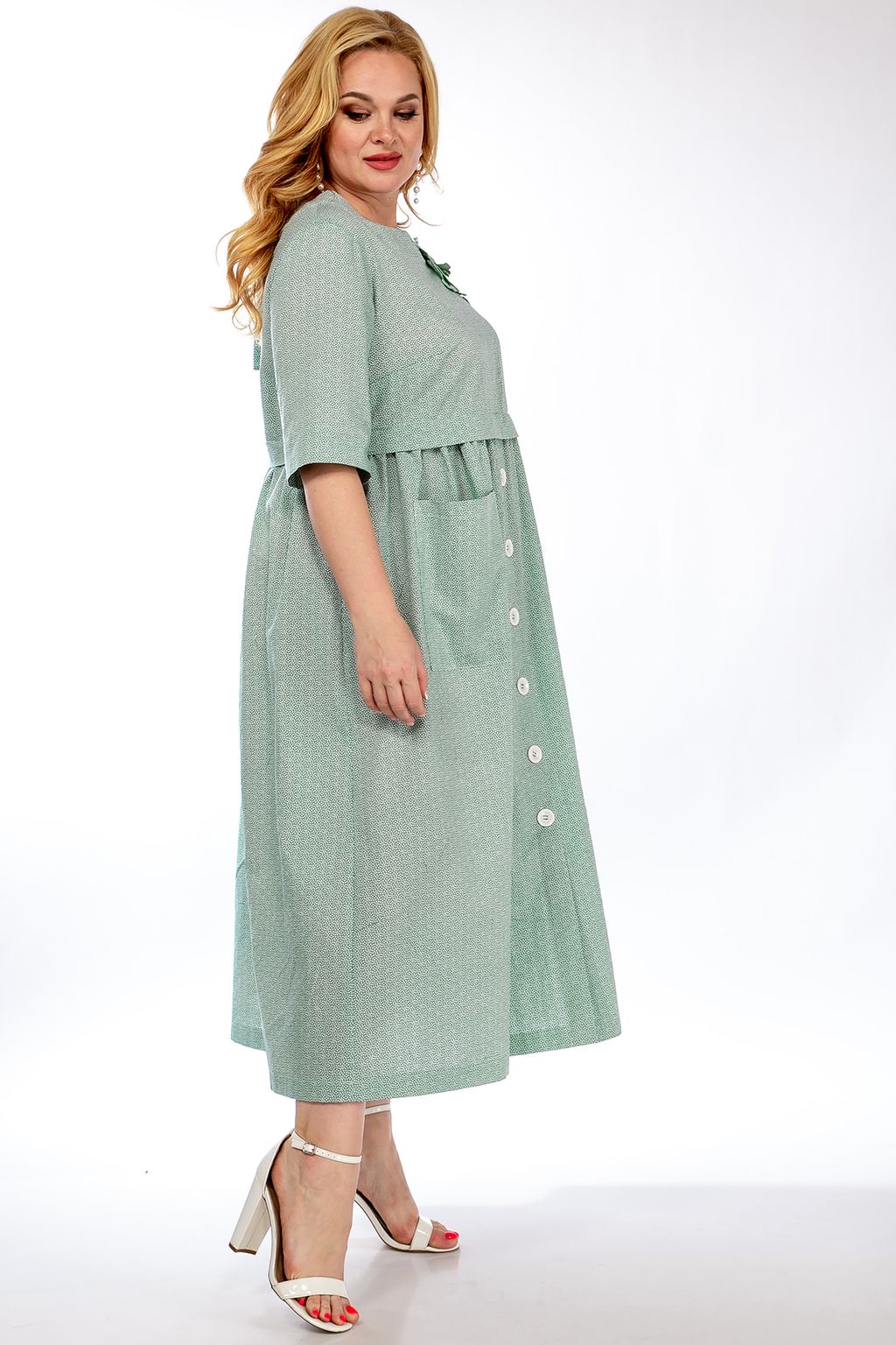 Платье МИШЕЛЬ Шик зеленого цвета plus size - Almond фото 3