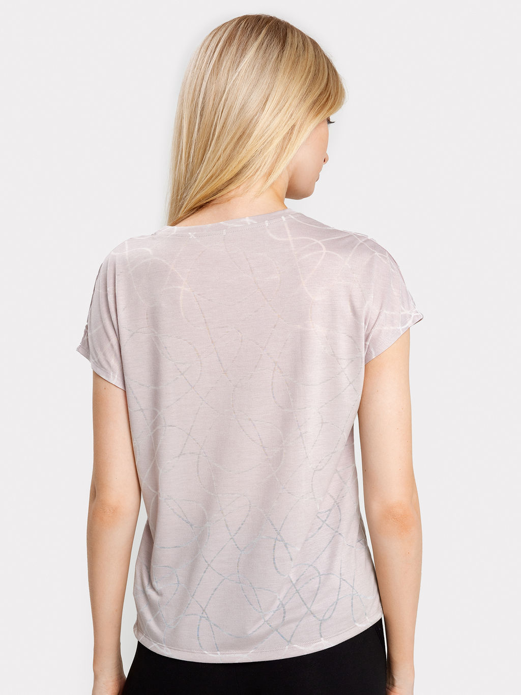 Футболка женская бежевая с принтом линии линии на бежевом 302637 - Mark formelle фото 2