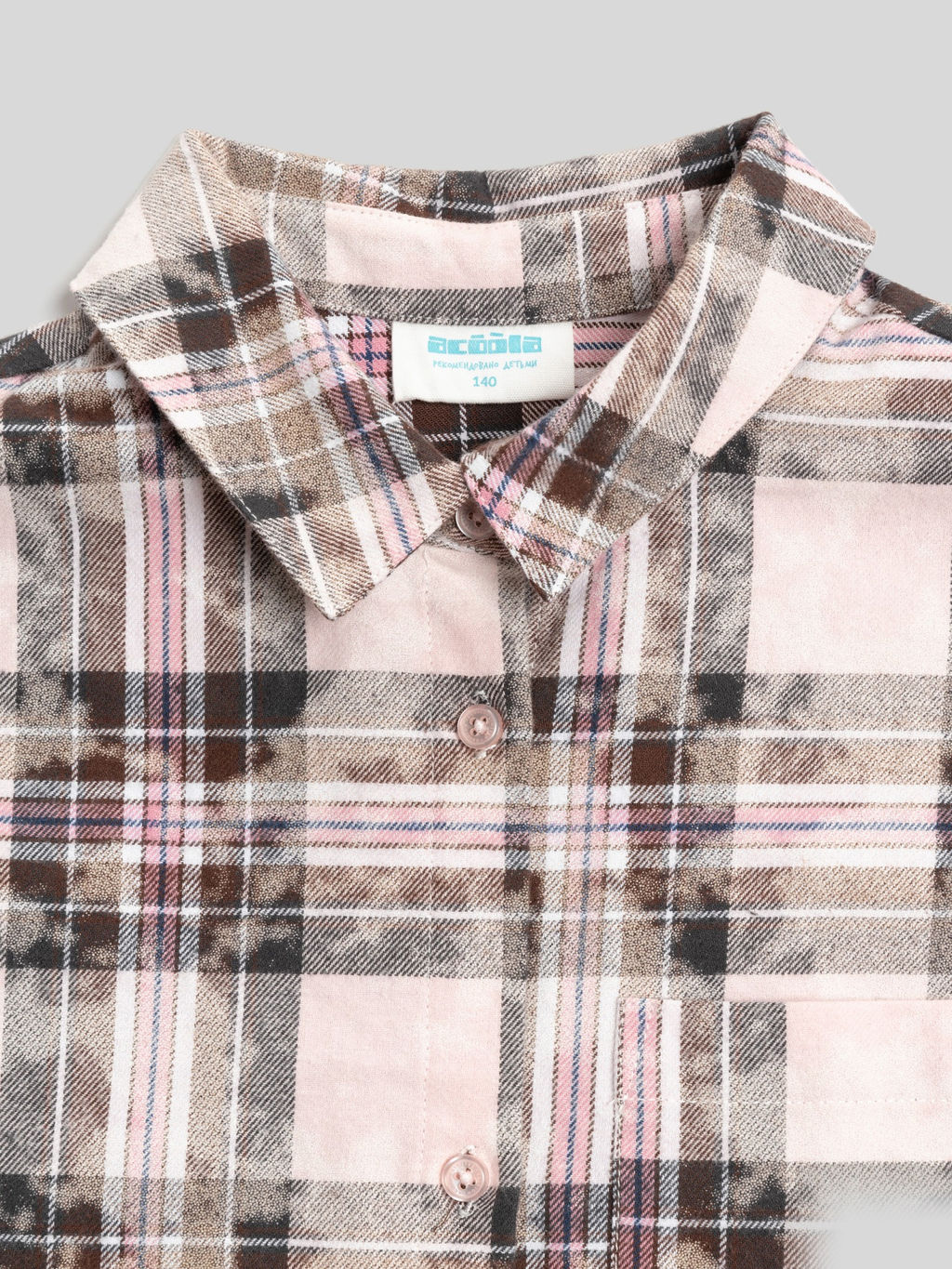 ACOOLA / Блузка детская для девочек Pireynik розовая клетка  фото 4