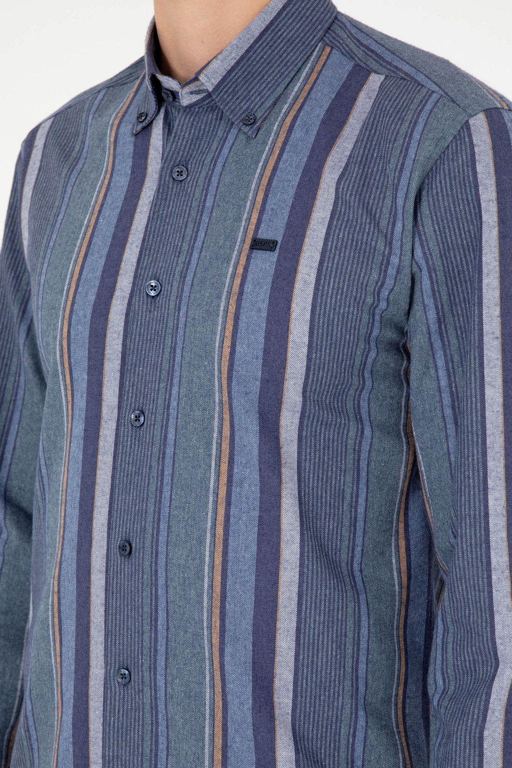 Мужская темно-зеленая рубашка с длинным рукавом - U.s. polo assn фото 7