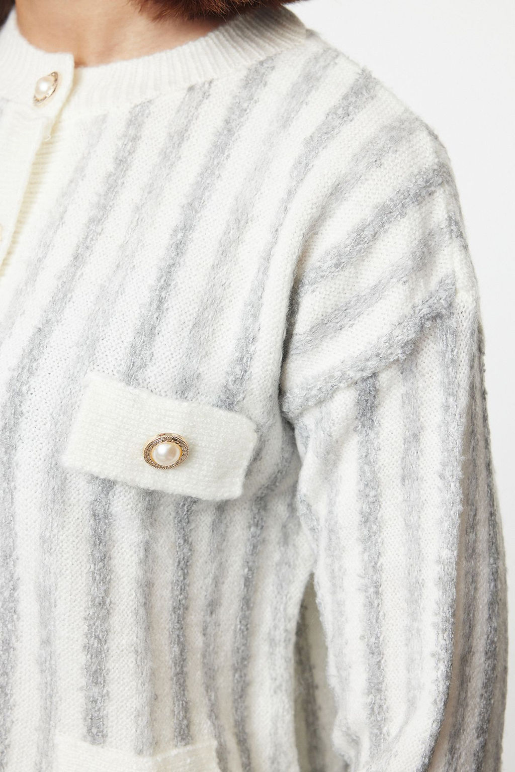 Ekru Yumusak Dokulu Ceket Gorunumlu Triko H?rka TWOAW25HI00016 - Trendyolmilla фото 4