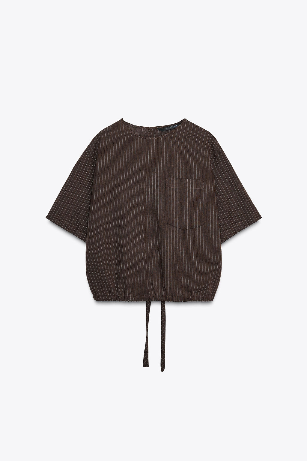 ZW COLLECTION STRIPED LINEN BLEND TOP - Zara фото 5