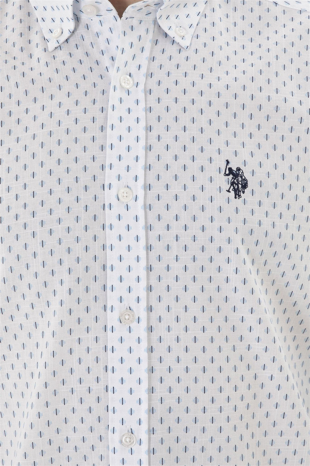 Мужская синяя белая рубашка с принтом - U.s. polo assn фото 7