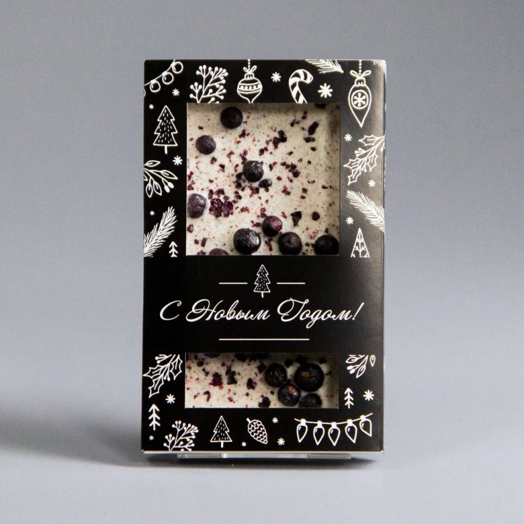 БЕЛЫЙ ШОКОЛАД С СМОРОДИНОЙ, НОВОГОДНЯЯ КОРОБОЧКА #10