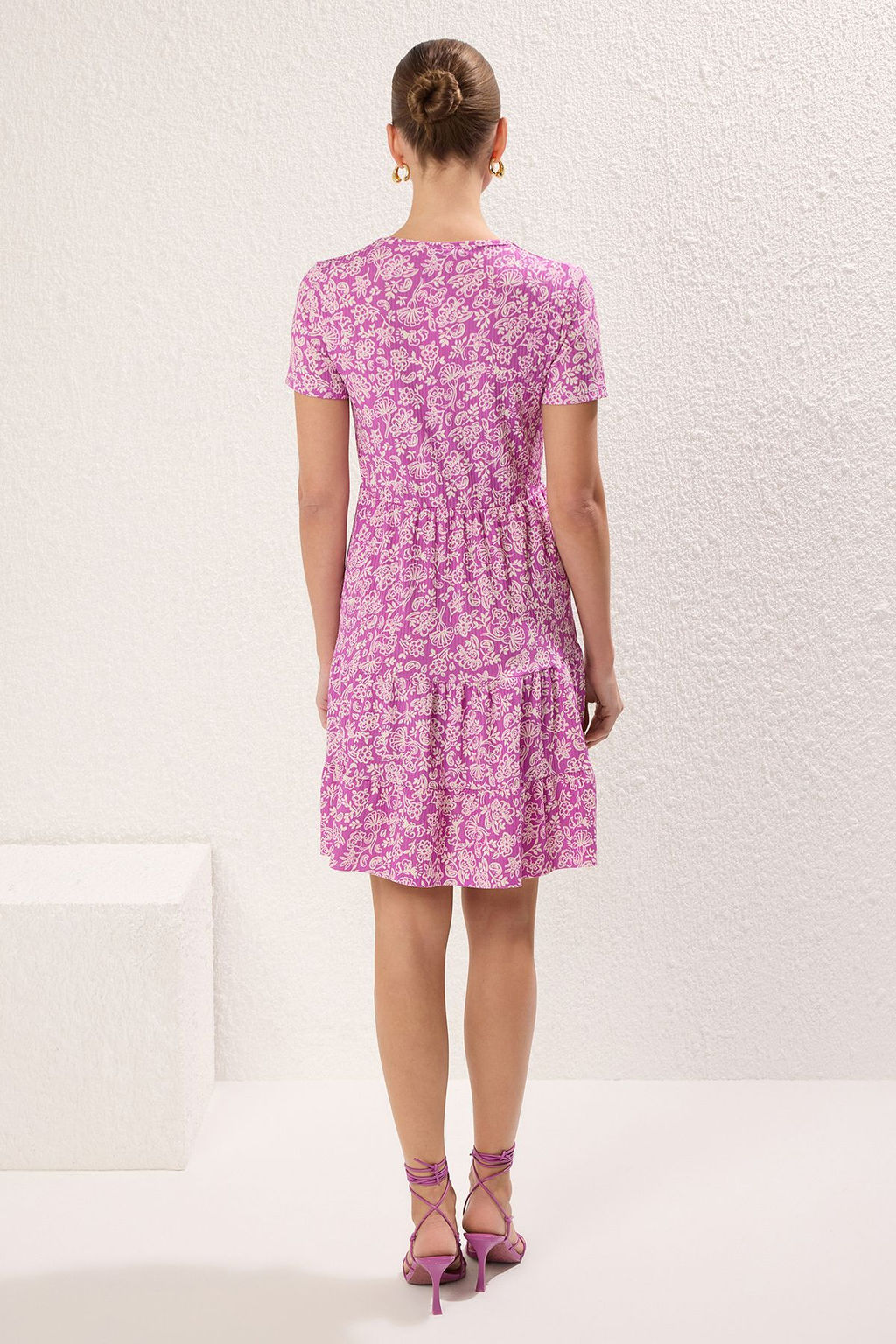 Yesil Bask?l? Kruvaze Yaka Mini Esnek Orme Elbise TWOSS21EL0241 - Trendyolmilla фото 24