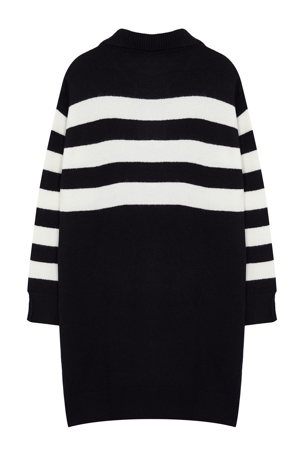 Siyah Cizgili Mini Triko Yumusak Dokulu Elbise TWOAW25EL00074