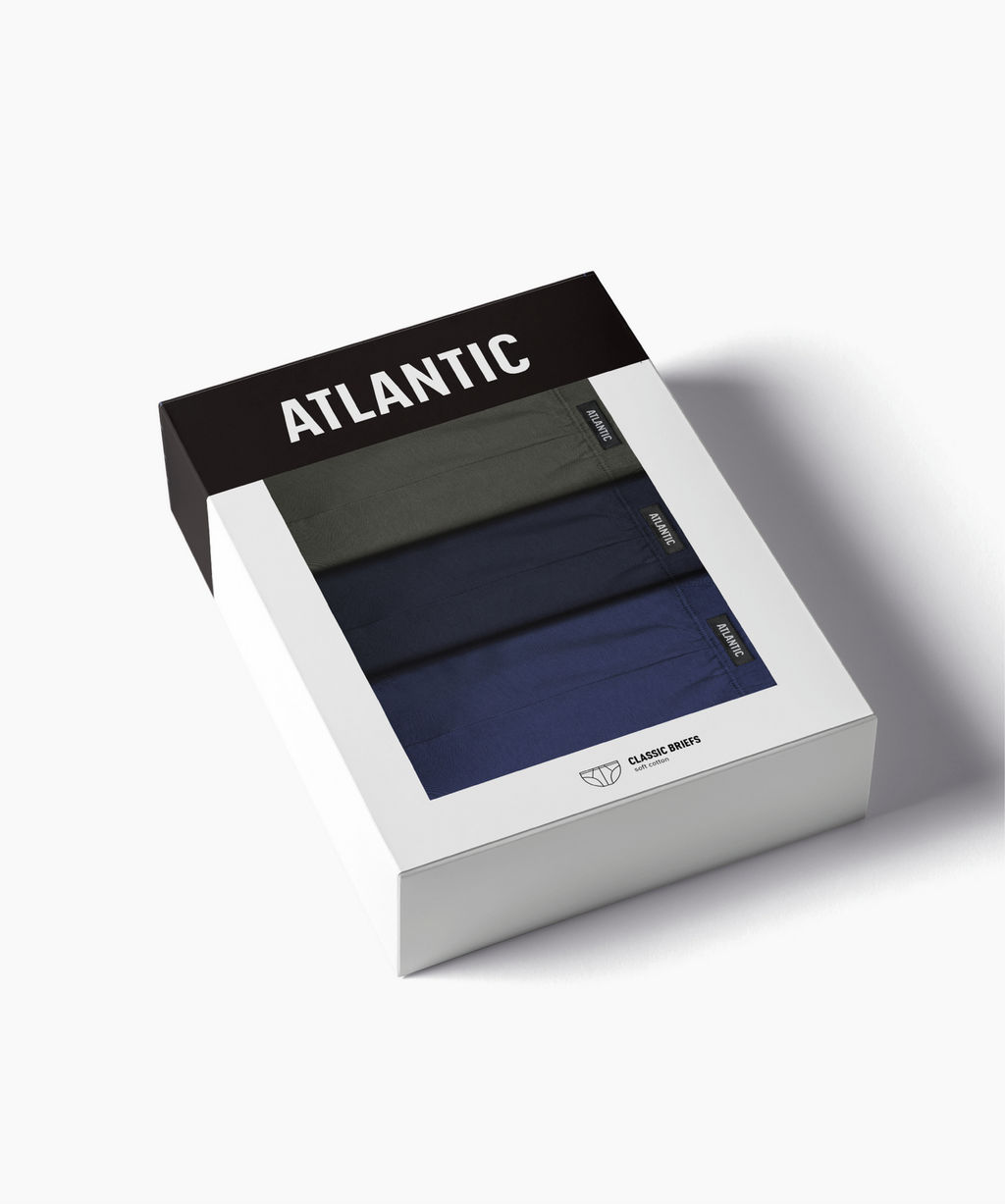ATLANTIC 3MP-129 Трусы классика Solid - набор 3 шт. хаки + темно-синий + темно-голубой  фото 7