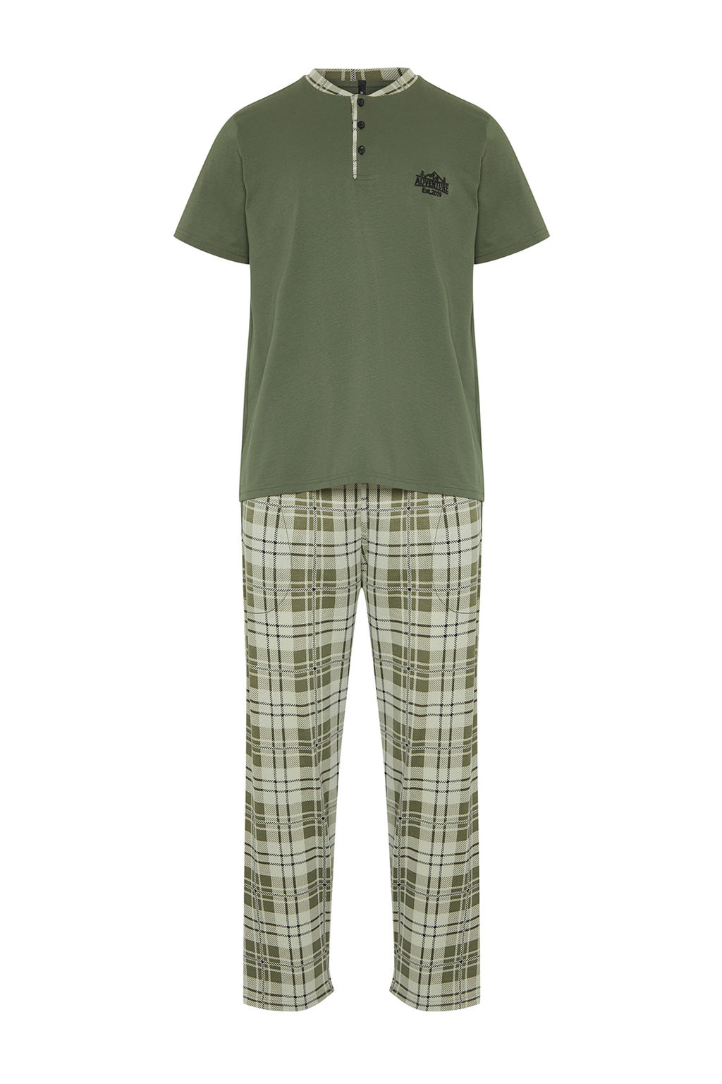TRENDYOL MAN Antrasit Regular Fit Ekose Orme Pijama Tak?m? TMNSS24PT00037 - Trendyolmilla фото 15