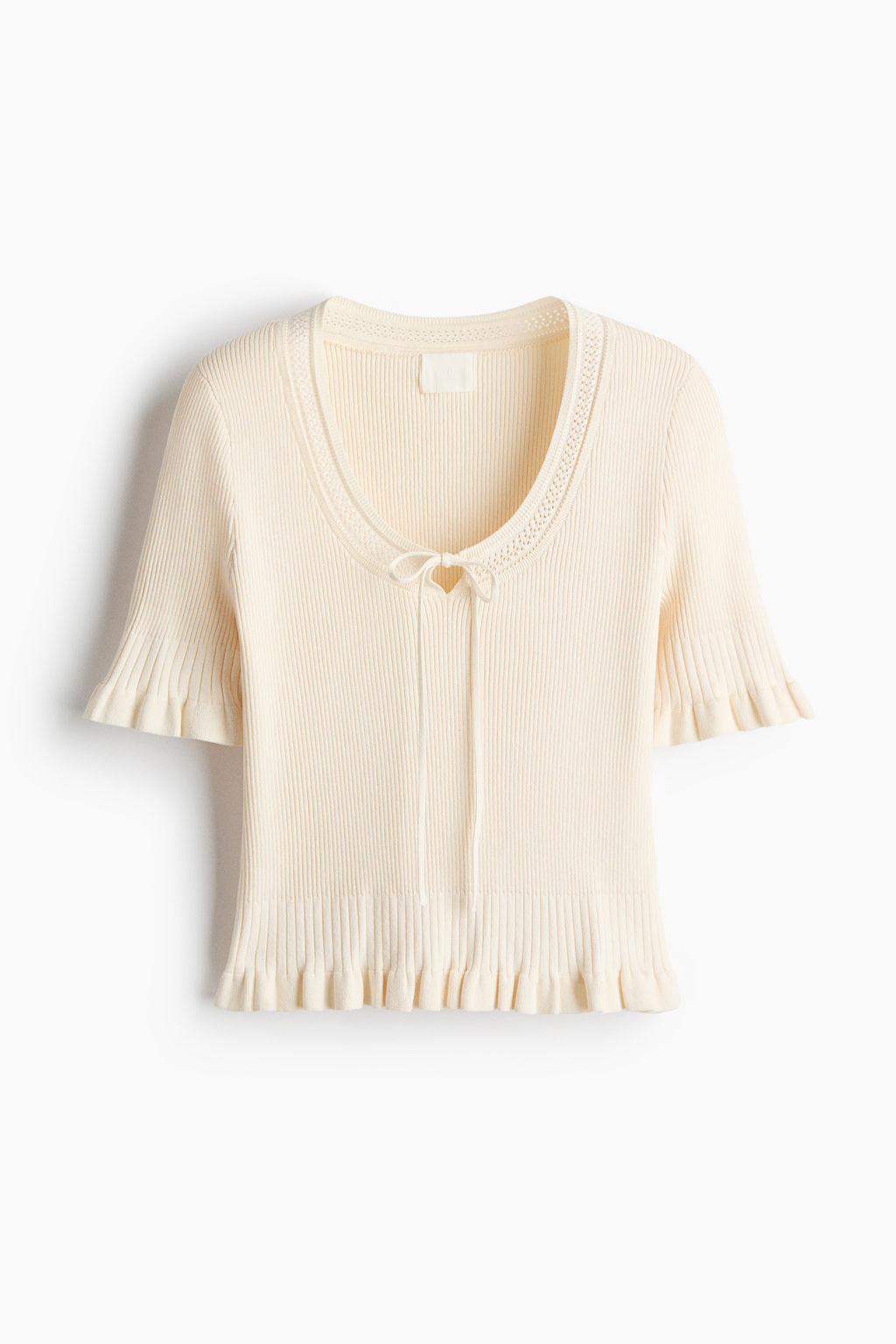 Frill-trimmed rib-knit top - H&m фото 2