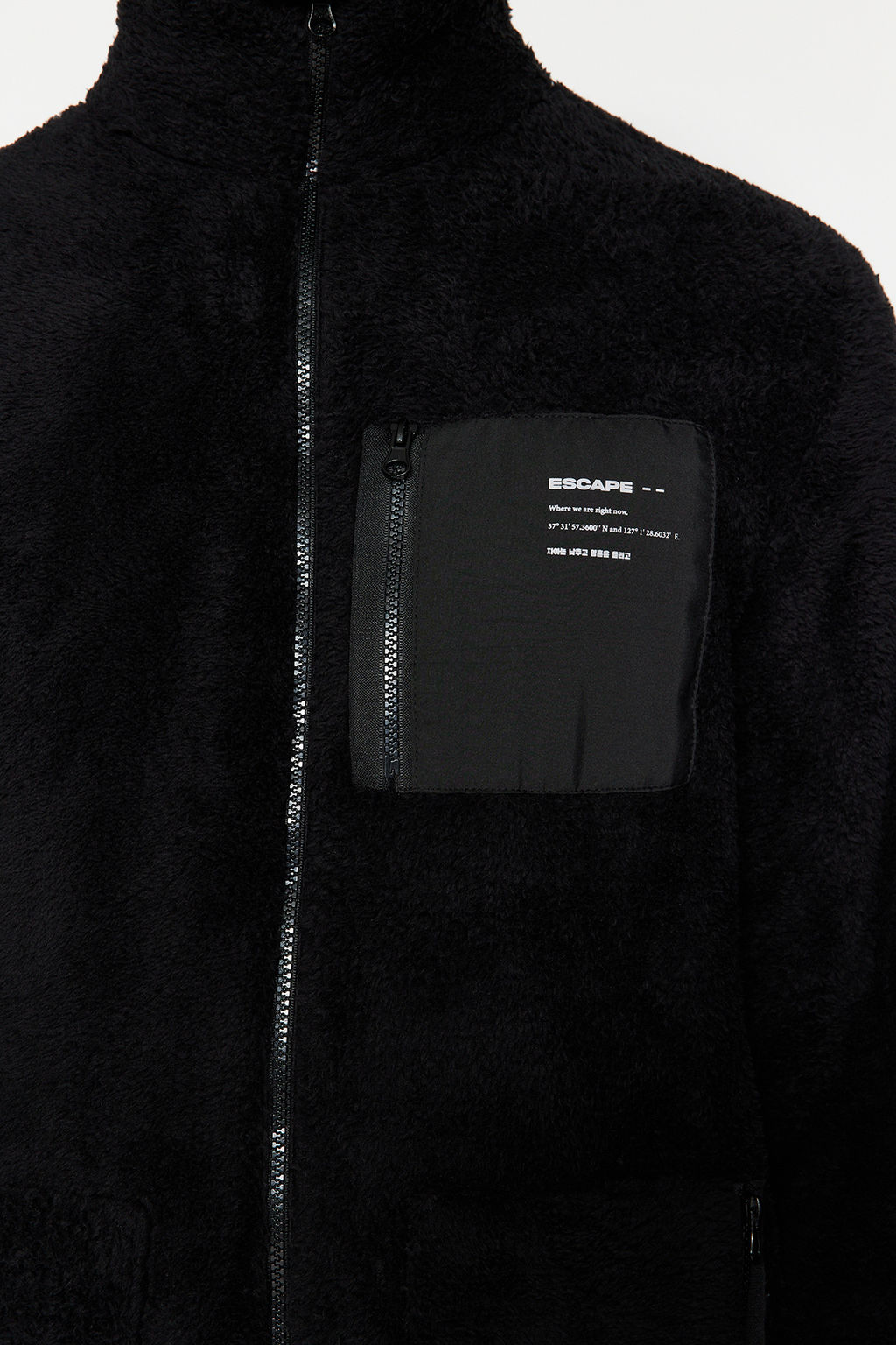 Siyah Unisex Regular/Normal Kesim Dik Yaka Fermuarl? Pelus H?rka-Sweatshirt TMNAW24SW00089