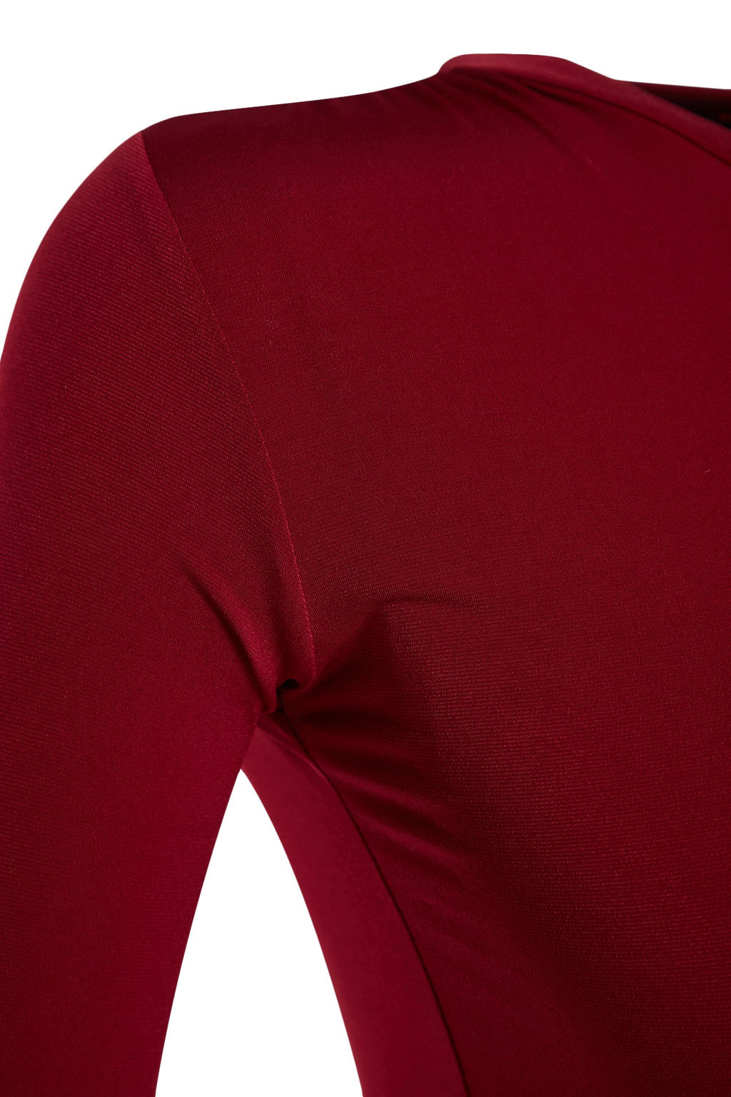 Bordo Dik Yaka Fitted/Vucuda Oturan Uzun Kol Buzgulu Esnek Orme Bluz TWOAW23EL01391