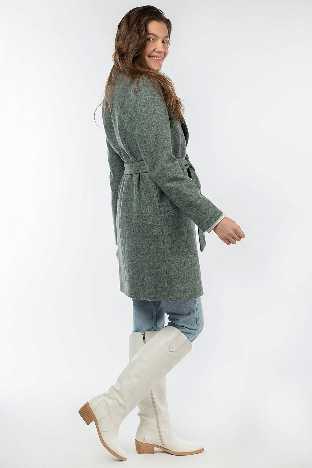 01-08231 ПАЛЬТО ЖЕНСКОЕ ДЕМИСЕЗОННОЕ (ПОЯС) - El podio фото 3