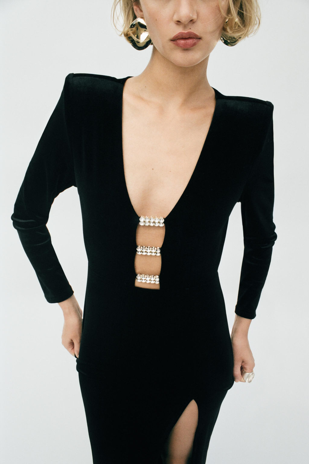 SHIMMER APPLIQU_ VELVET MIDI DRESS - Zara фото 2