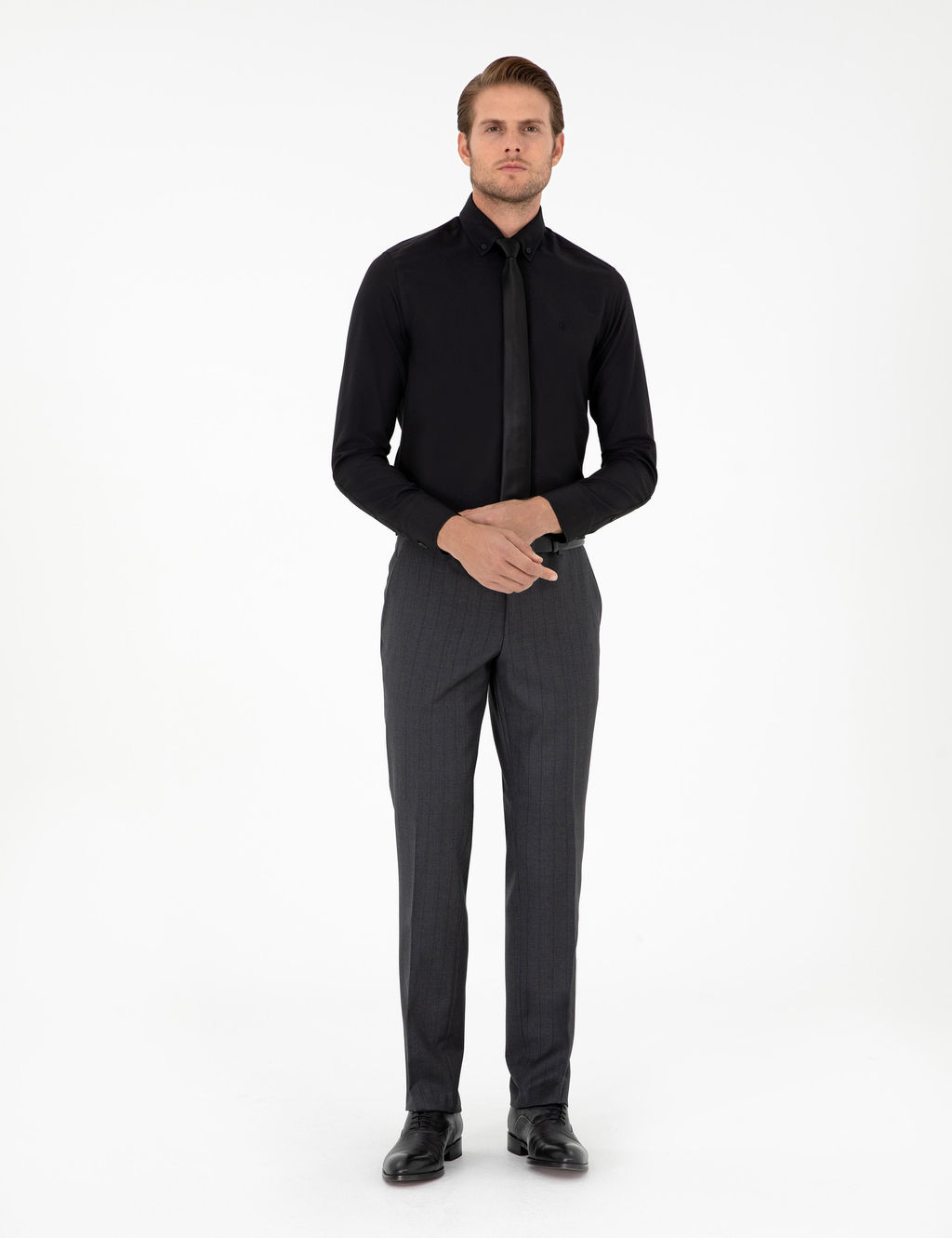Siyah Slim Fit Uzun Kollu G_mlek