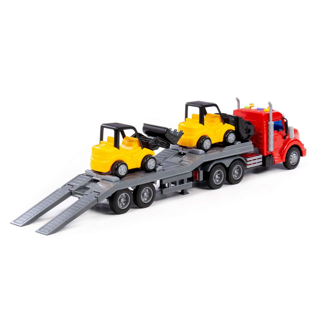 Профи, автомобиль-трейлер инерционный (со светом и звуком) + дорожный каток Мини инерционный, погрузчик Мини инерционный (в коробке) - Полесье фото 5