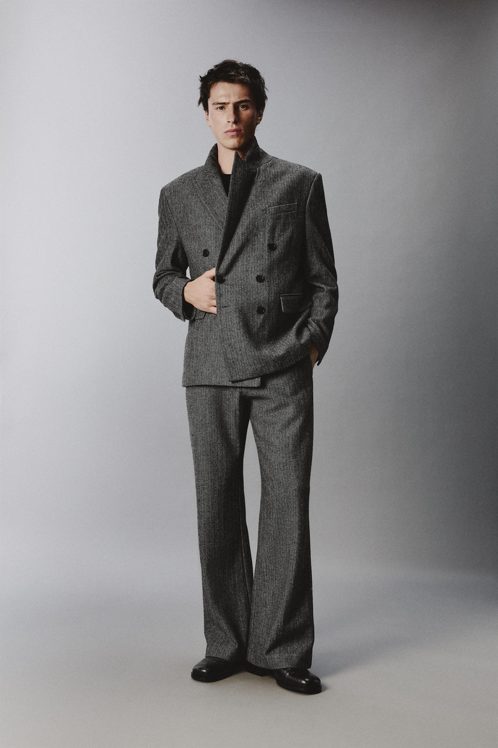 HERRINGBONE WOOL BLEND SUIT BLAZER - Zara фото 9
