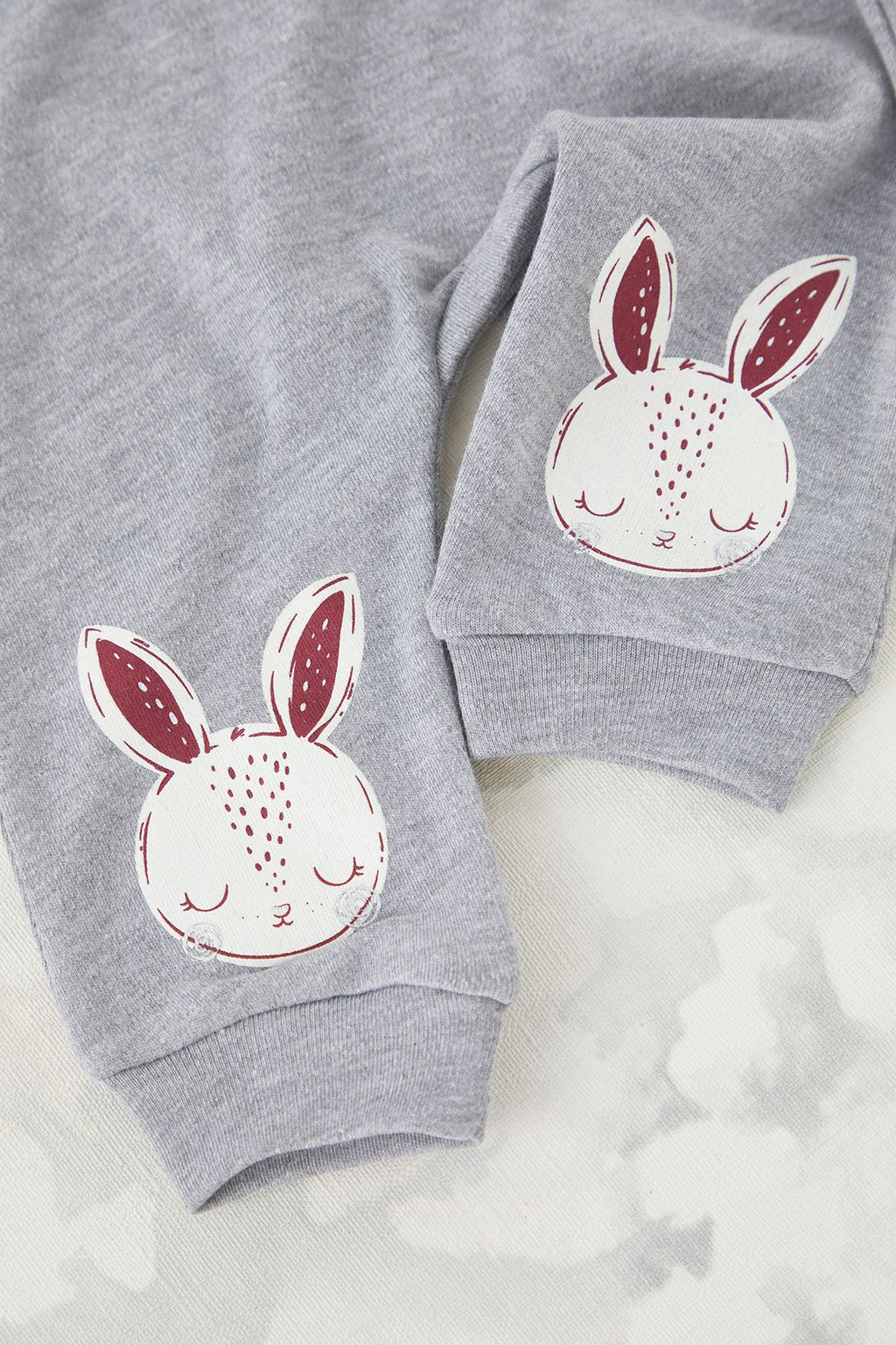 Gri Melanj K?z Bebek Tavsan Bask?l? Orme Tayt/Esofman Alt? TKDSS25TA00018 - Trendyolmilla фото 3