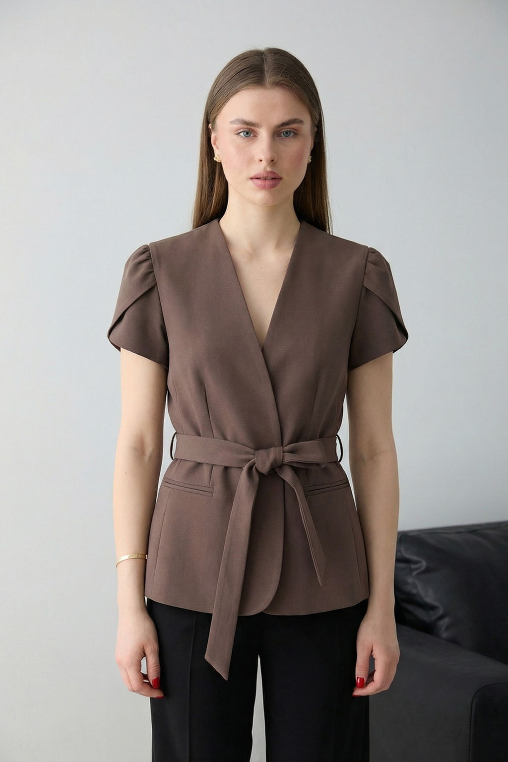 Kahverengi K?sa Kollu Blazer Ceket TWOSS26BC00041 - Trendyolmilla фото 3